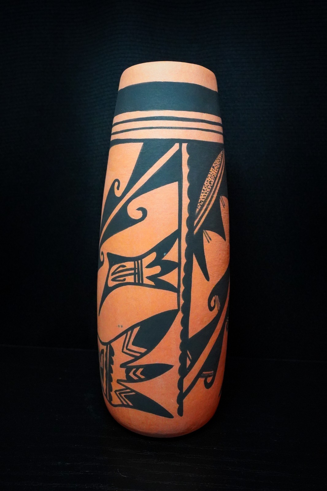 Signed W Polacca Hopi-Tewa Style Vase 7.75” Nampeyo Inspired Black on Red 1982