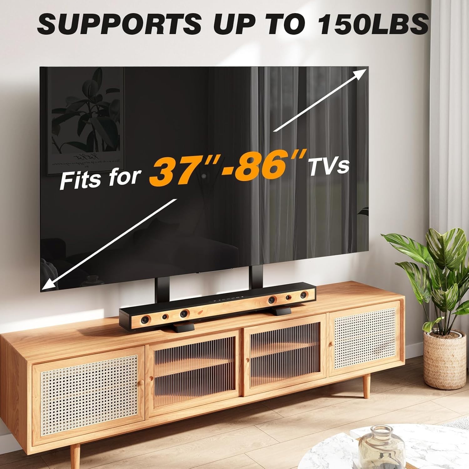 Large TV Stand for 37 86 Inch Flat Curved TVs Cable Management Height adjustable
