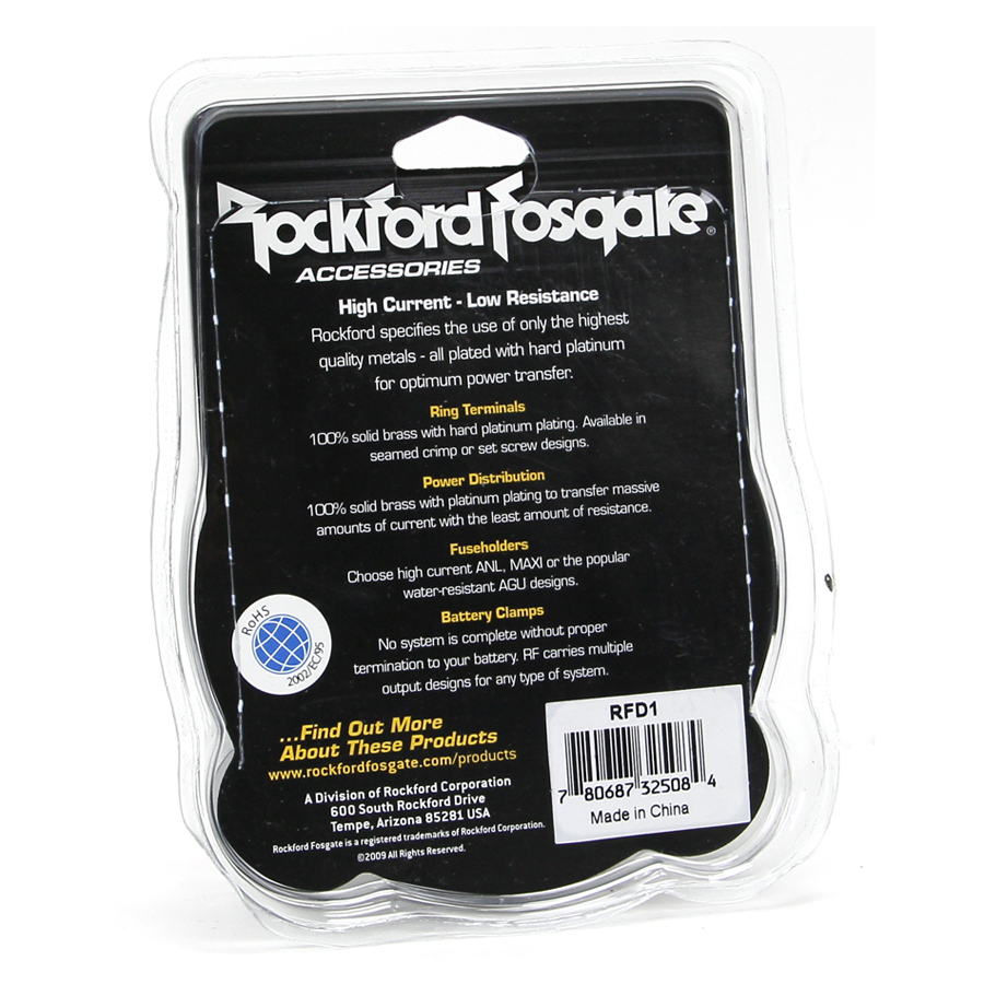 Rockford Fosgate RFD1 Distribution Block w/ One 1/0 AWG Input & Two 1/0 AWG New
