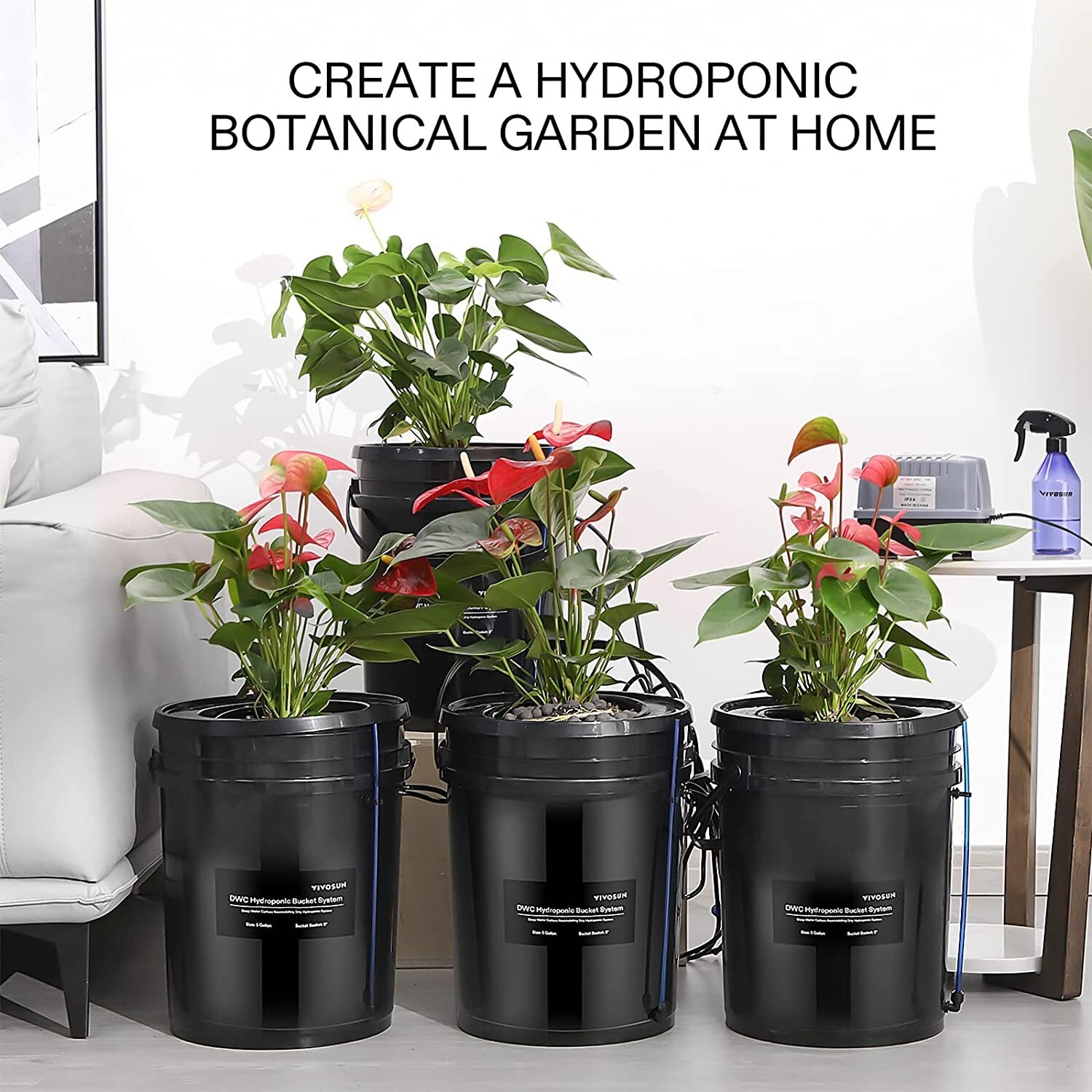 VIVOSUN 8 Bucket 5 Gal DWC Hydroponics Grow System w/ Top Drip Kit