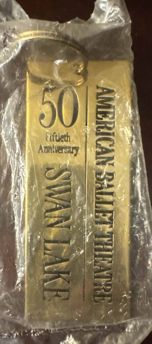 American Ballet Theatre 50th Swan Lake Brass Ticket Keychain Vintage ABT