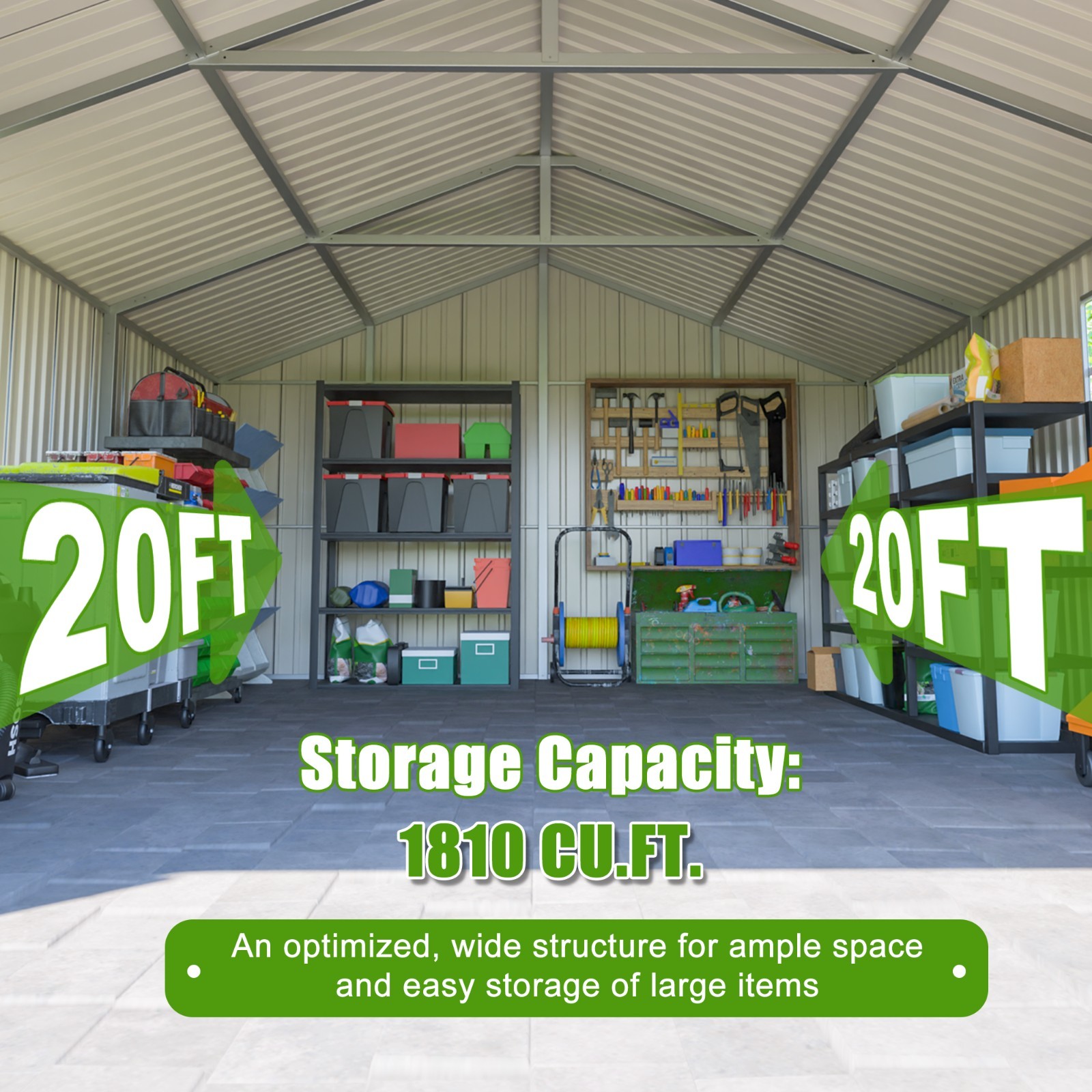 20x12 FT Outdoor Metal Garage Shed Extra Large Storage Shed 1810 CUFT for Car