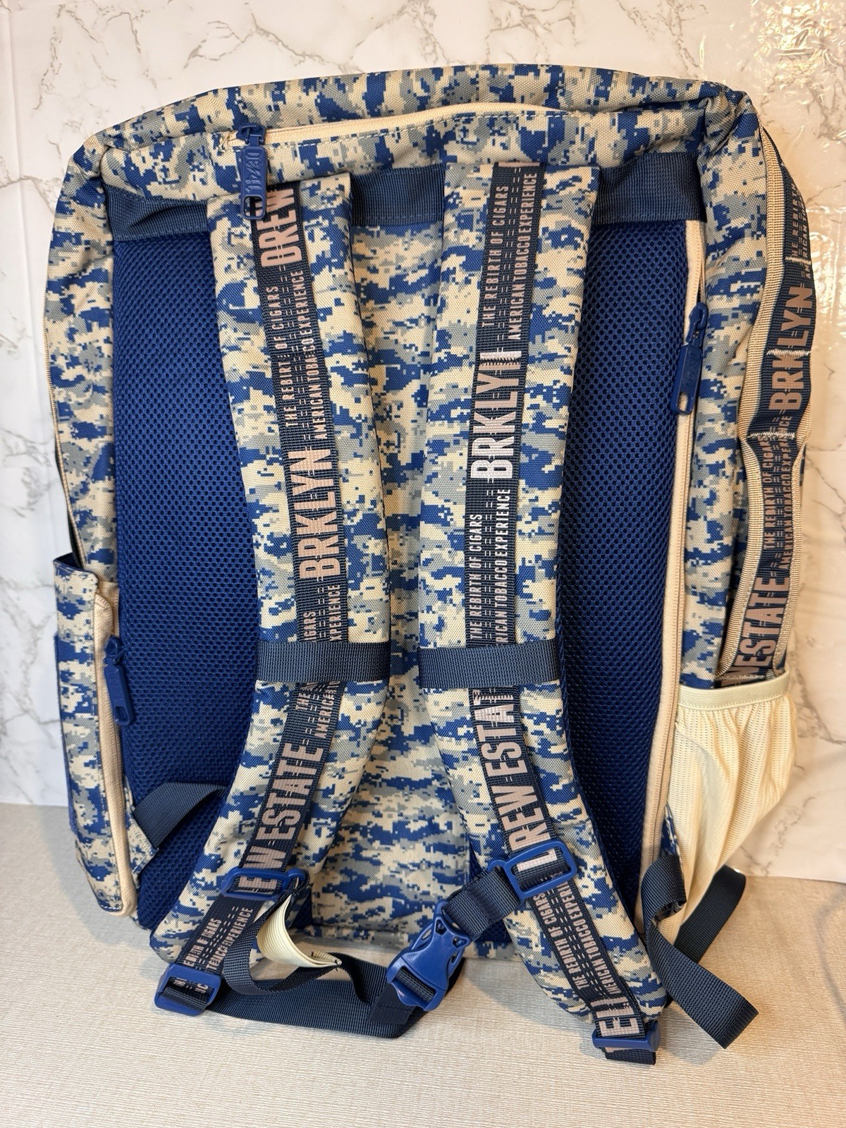Drew Estate Barn Smoker Backpack Laptop Carry Bag Blue Camo Large