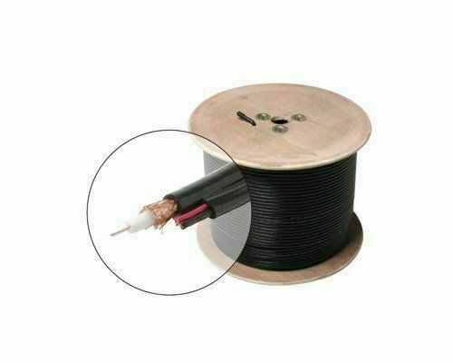 RG59 Black 500ft Bulk Siamese Cable 20AWG+18/2 CCTV Security Camera Wire Network