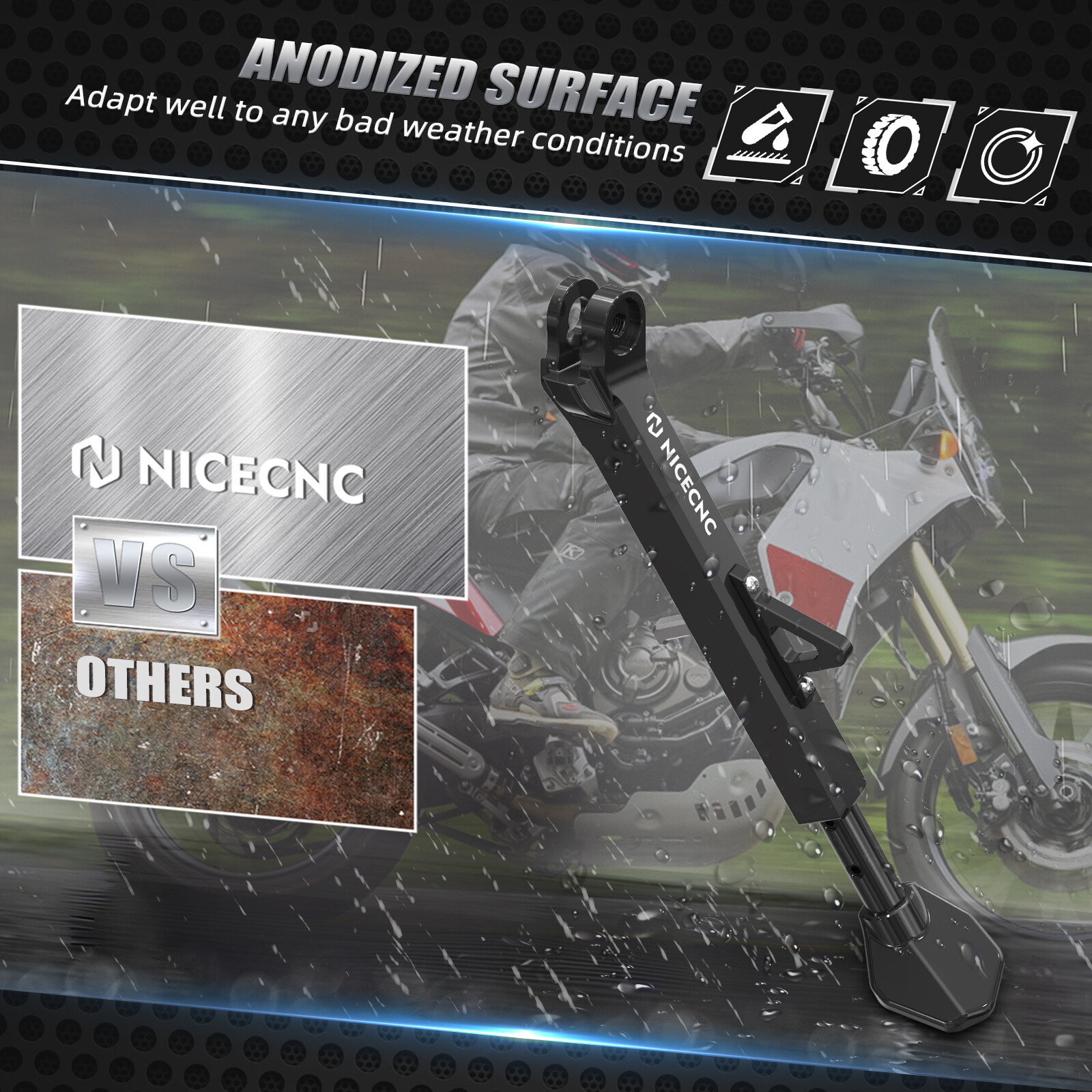 NICECNC Shorter Adjustable Kickstand For Yamaha Tenere 700 XTZ700 2019-2023 2024