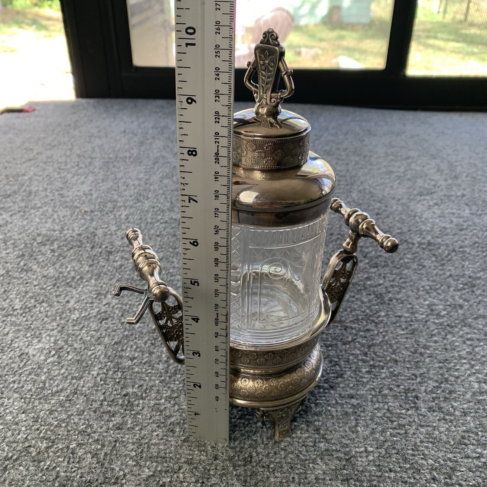 Antique Pairpoint Silver Plate Pickle Castor Clear Glass Marked 629 4913-z