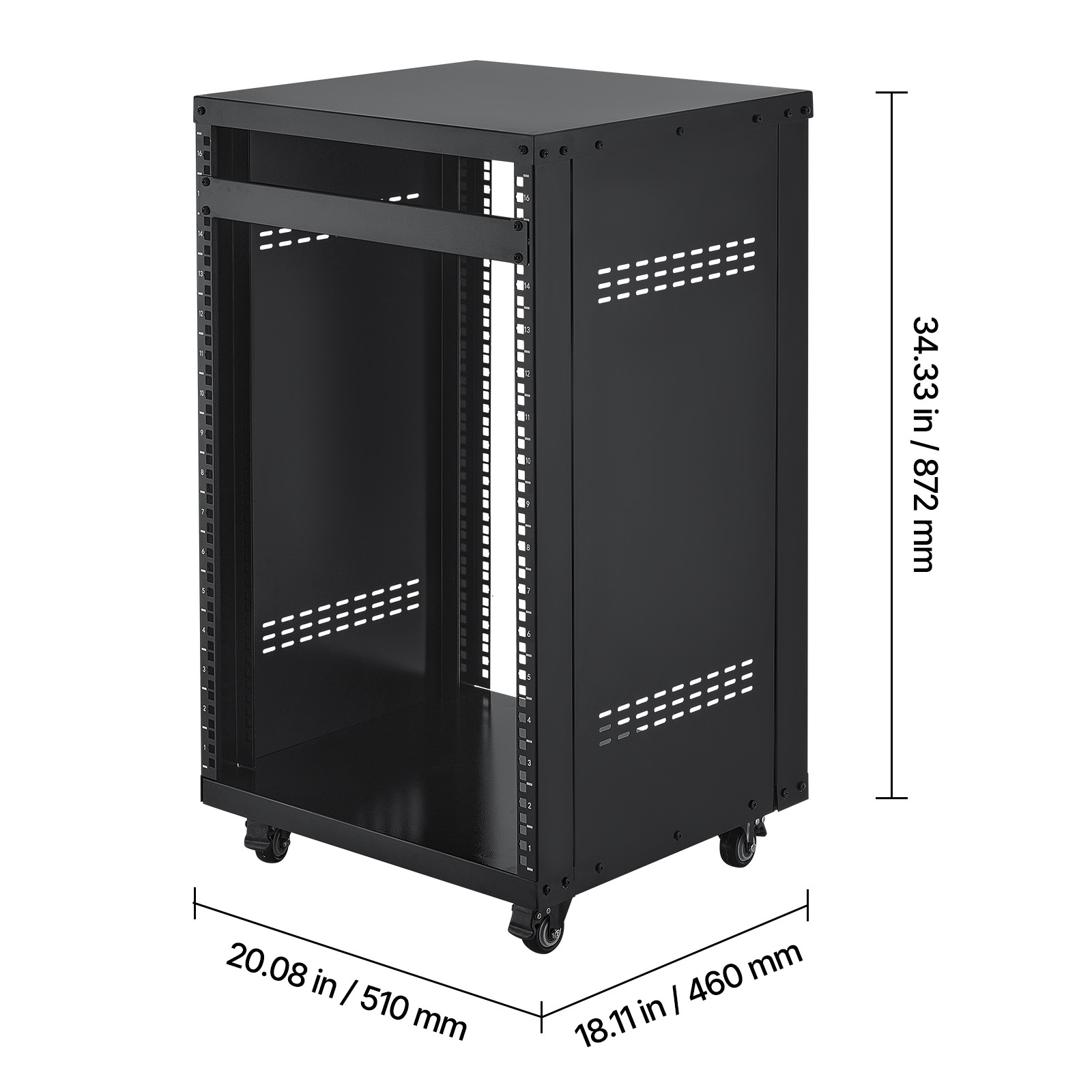 Uimoso 16U AV Rack Stand with 500 lbs Capacity for Network and Studio Equipment