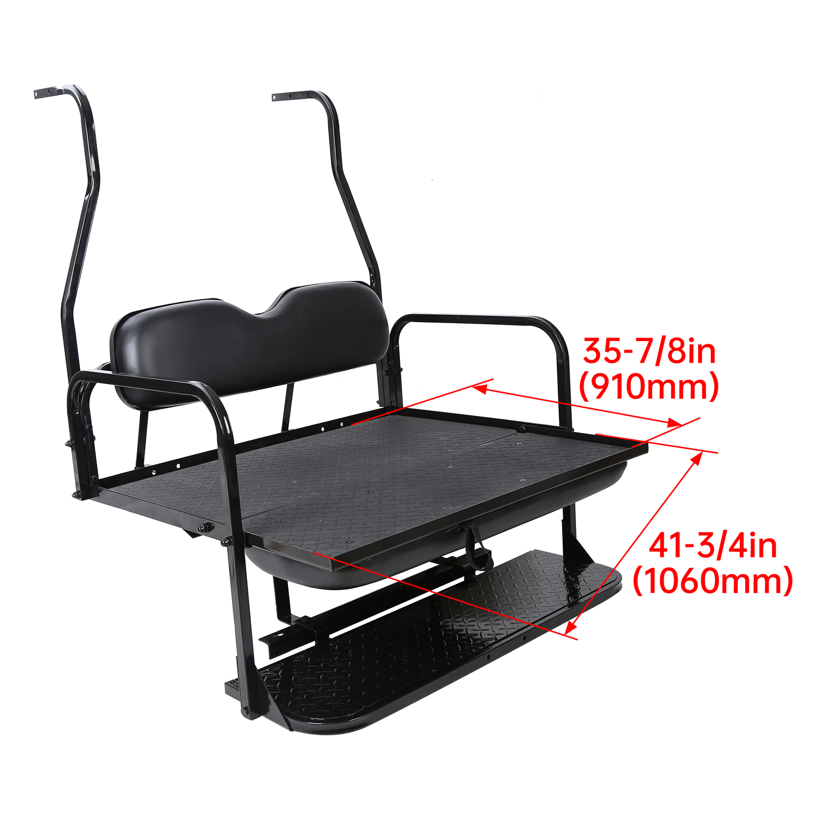 Fits Club Car DS Golf Cart 2000-2013 Black Flip Folding Rear Back Seat Kit
