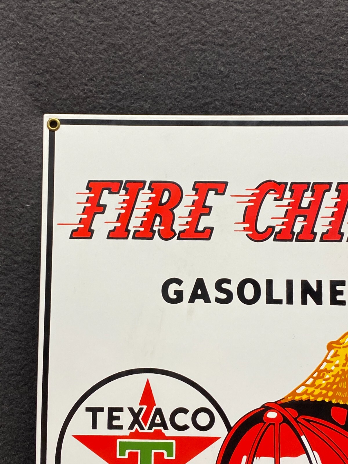 Vintage Texaco Fire Chief Gasoline Metal Sign Ande Rooney 1986 USA 10.5”x16"