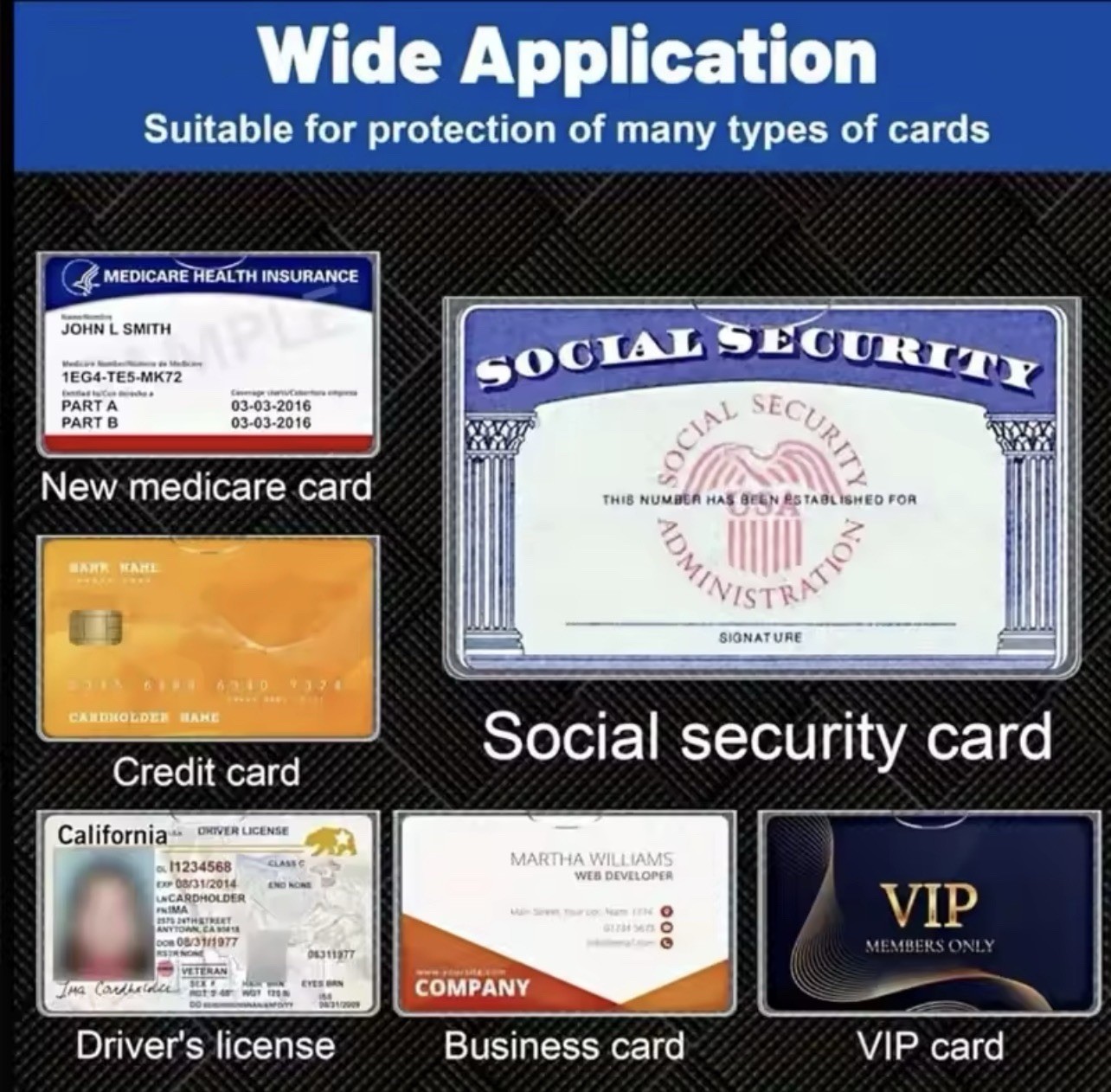 2x Social Security Card Protector Sleeves/New Medicare Card Protector Sleeves