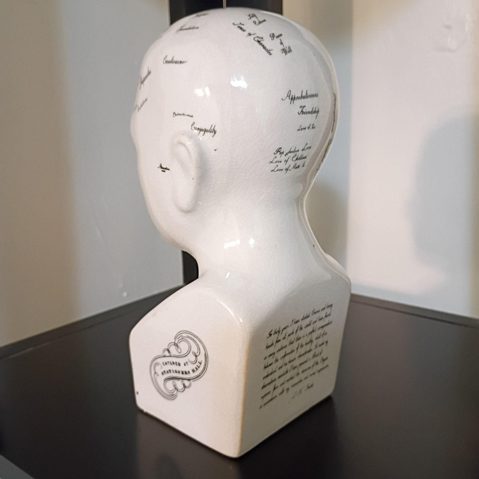 Porcelain L.N. Fowler Phrenology Scientific Psychology 8” Bust Head