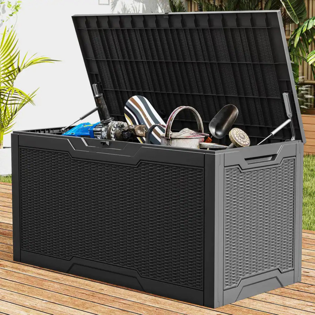 100 Gallon Outdoor Storage Waterproof Deck Box - Black