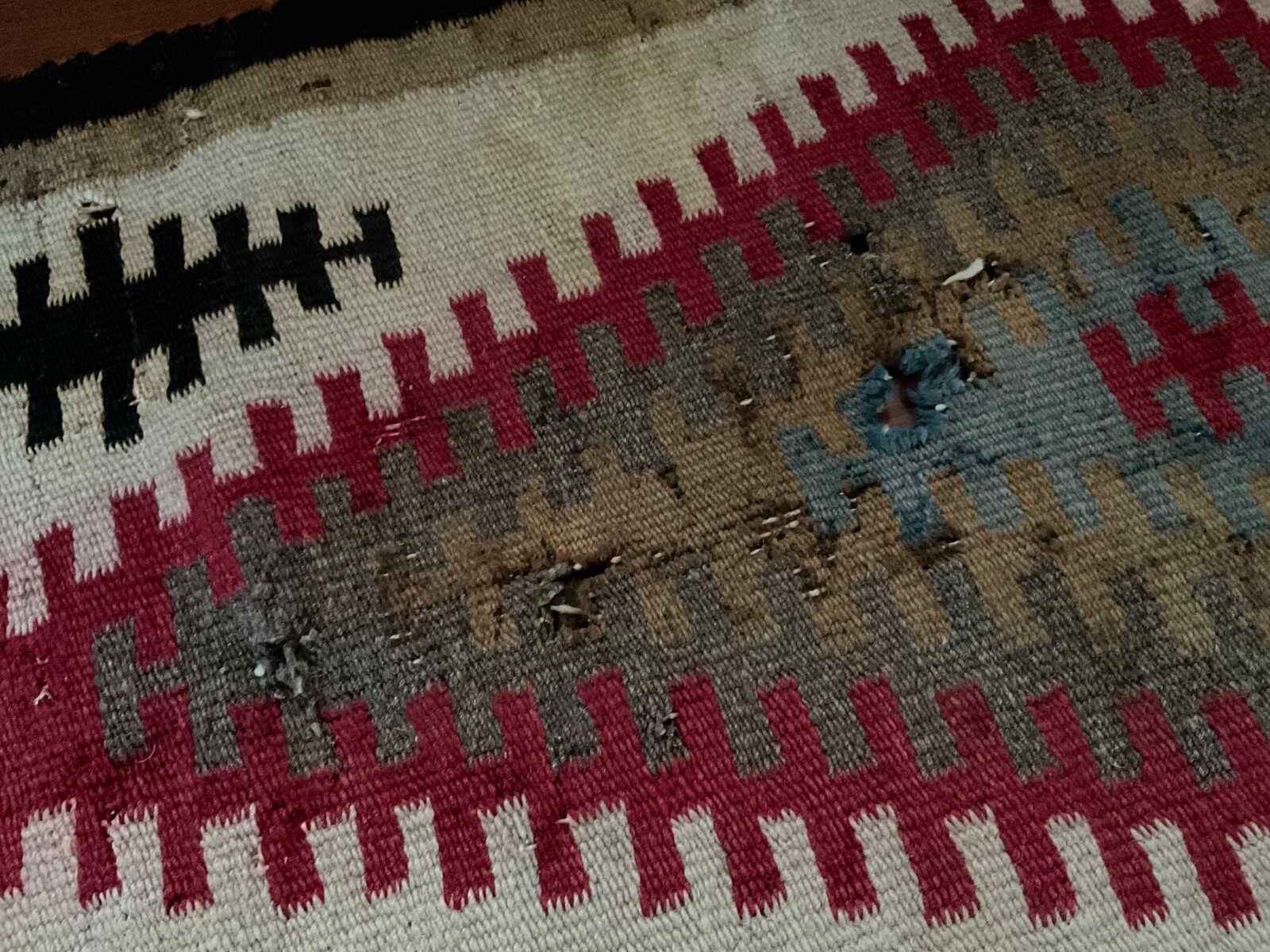 Old NAVAJO RUG Antique Vintage Rug Indian Native American Used needs repair