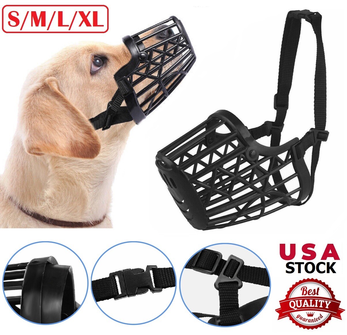 Large Pet Dog Basket Muzzle Mouth Cover Mesh Cage NoBarking Biting Chewing USA
