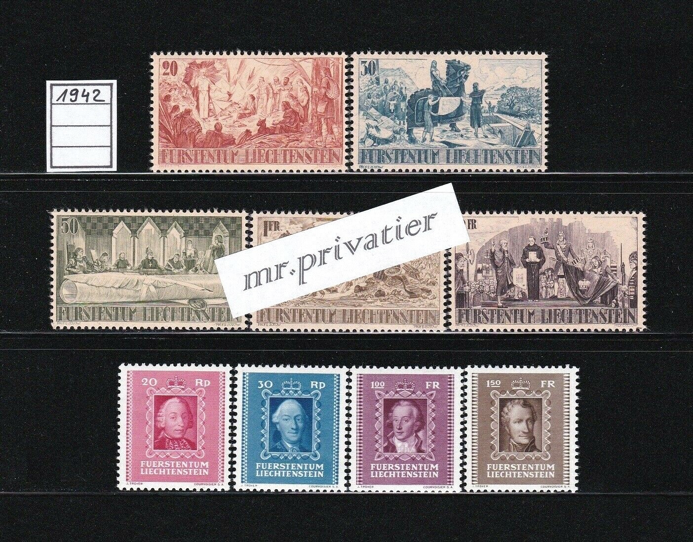 LIECHTENSTEIN 1942 - Complete Year.  MNH.  €54