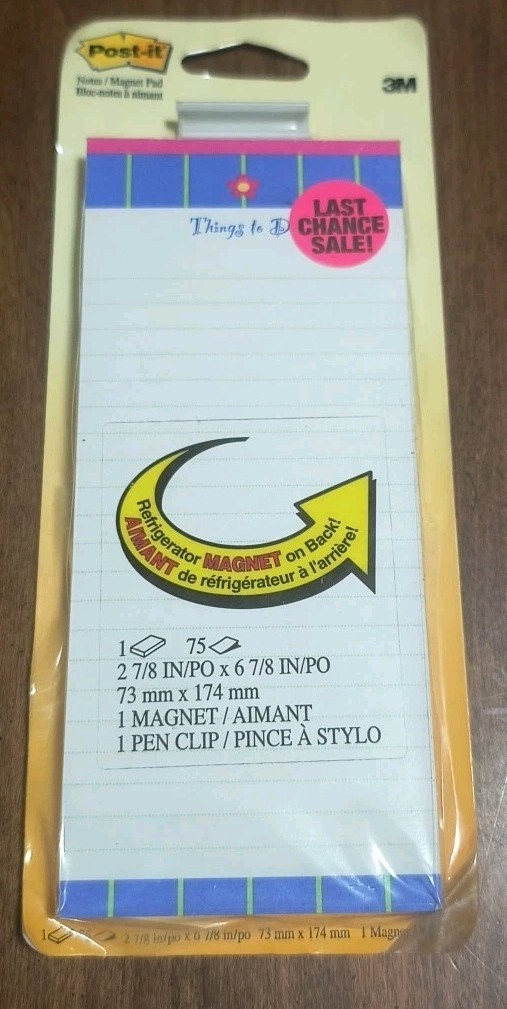 3M Post-it Notes Pad "Things To Do" Vtg 2002 Refrigerator Magnet NIP Rare