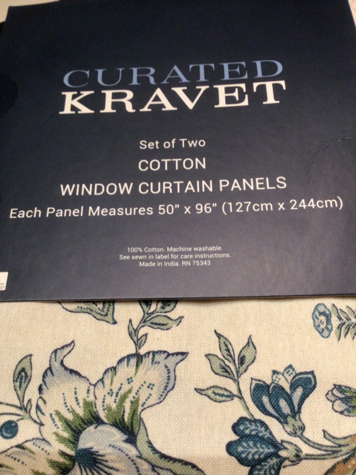 CURATED KRAVET window Panel Curtains 50 x 96 Jacobean Floral Garden 2 PC Set NEW