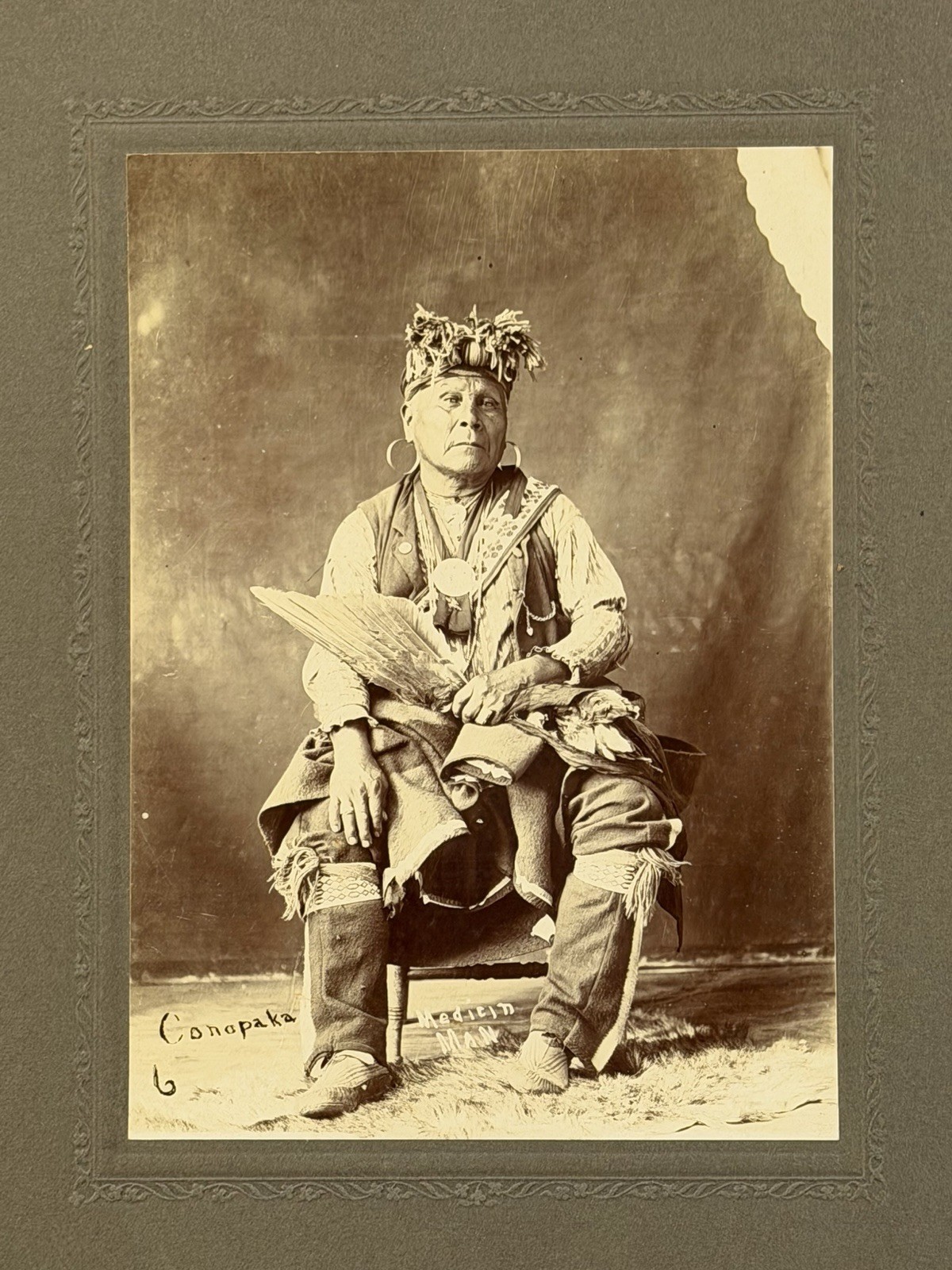 Vintage Native American Indian Portrait "Potawatomi Medicine Man Named Conapaka"