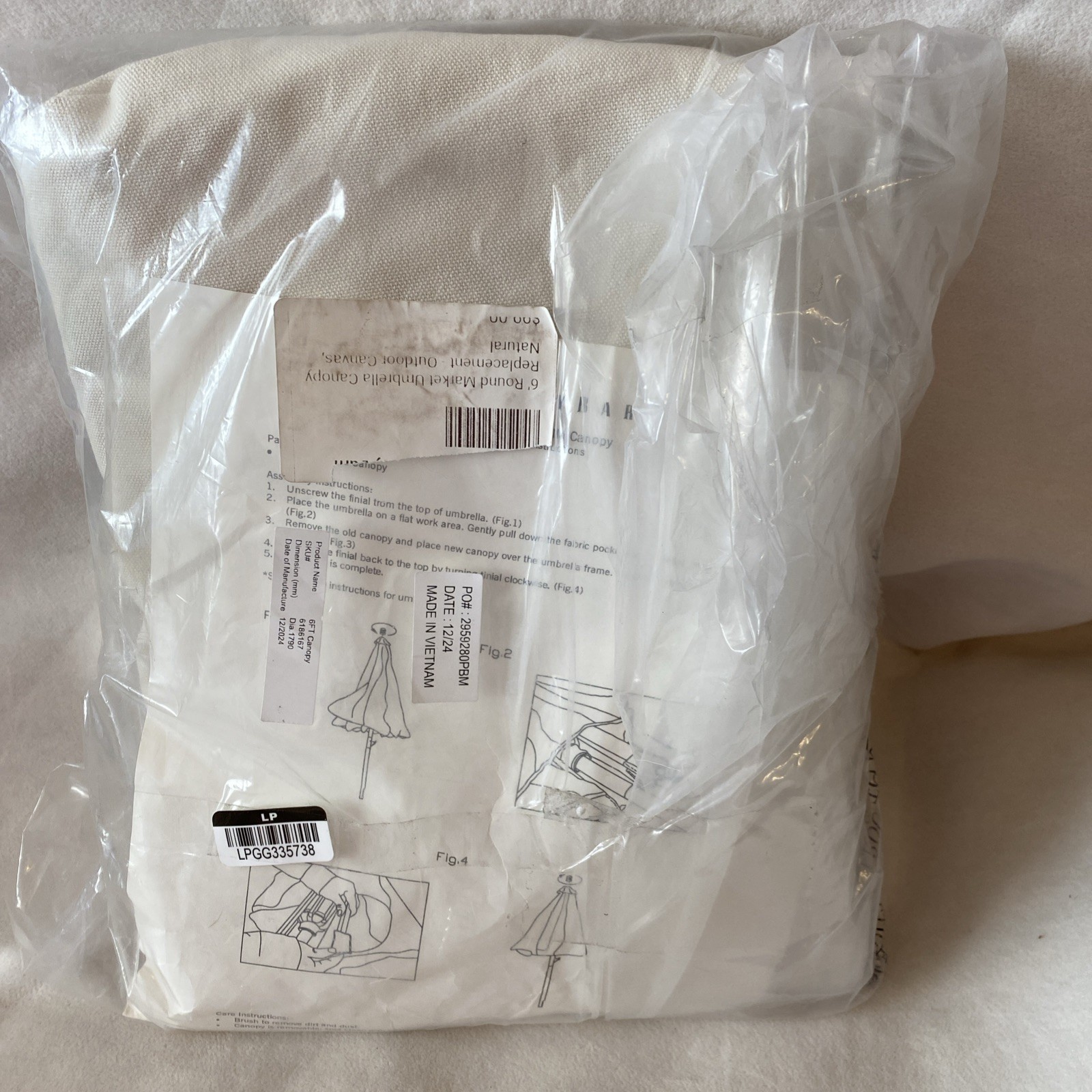 Pottery Barn 6 ft Round Replacement Umbrella Canopy Natural