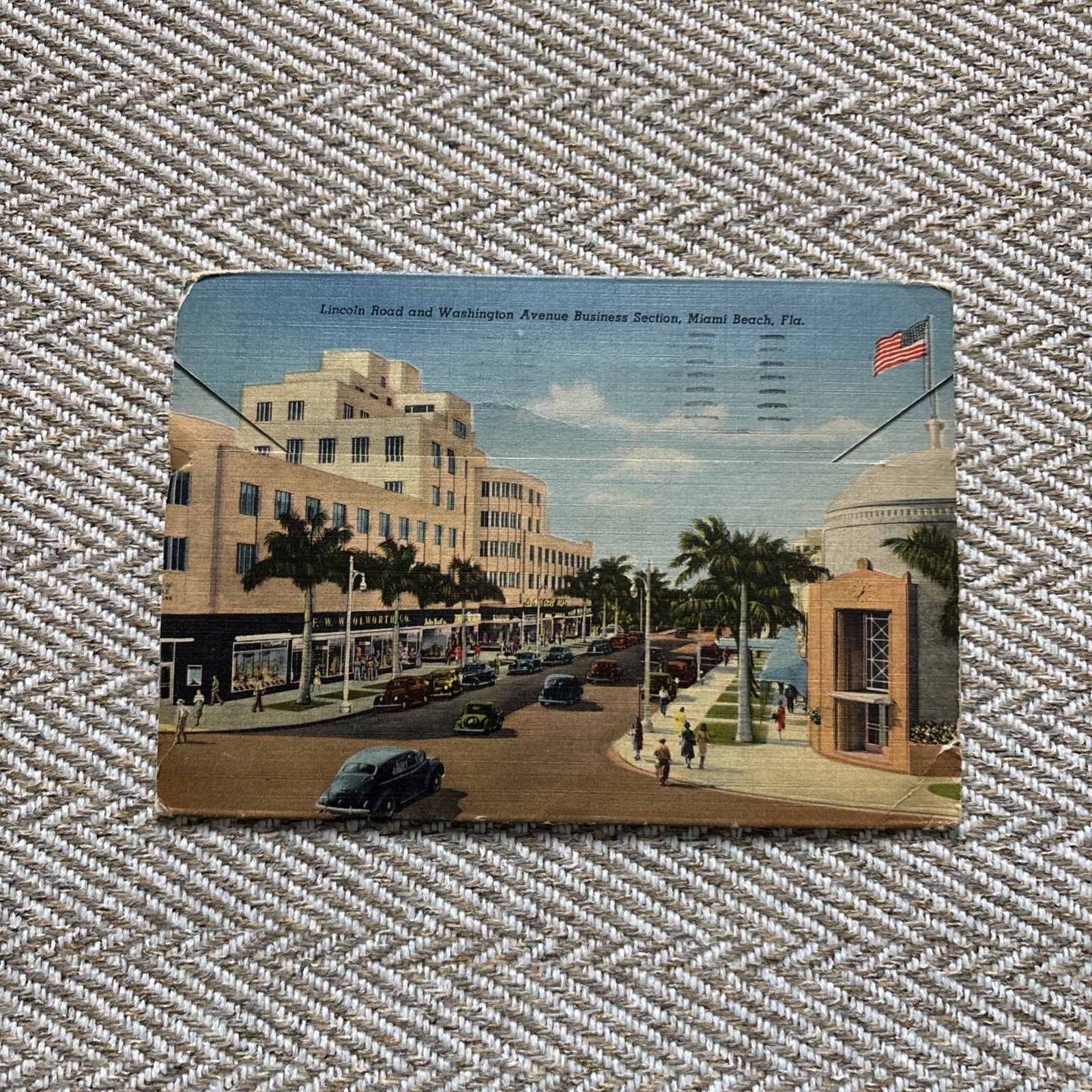 Vintage Greetings From Miami Beach Florida Souvenir Photo Folder Booklet Posted