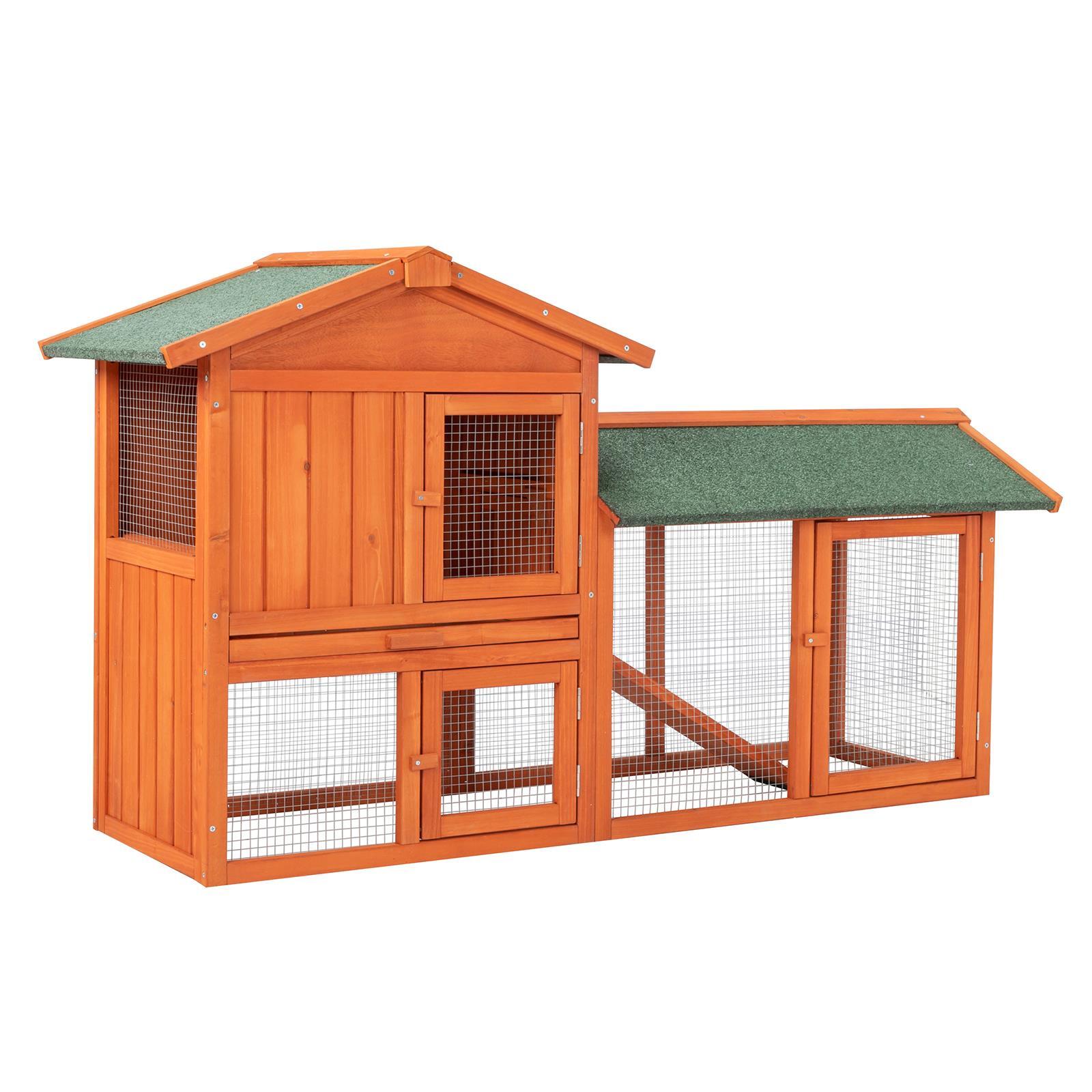 Wooden Chicken Coop Hen House Poultry Hutch Pet Cage w/ Nesting Box Backyard