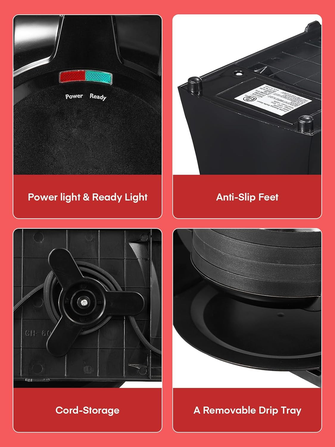 Commercial Hotel Double Belgian Waffle Maker Iron Rotating Baker Pan Machine US