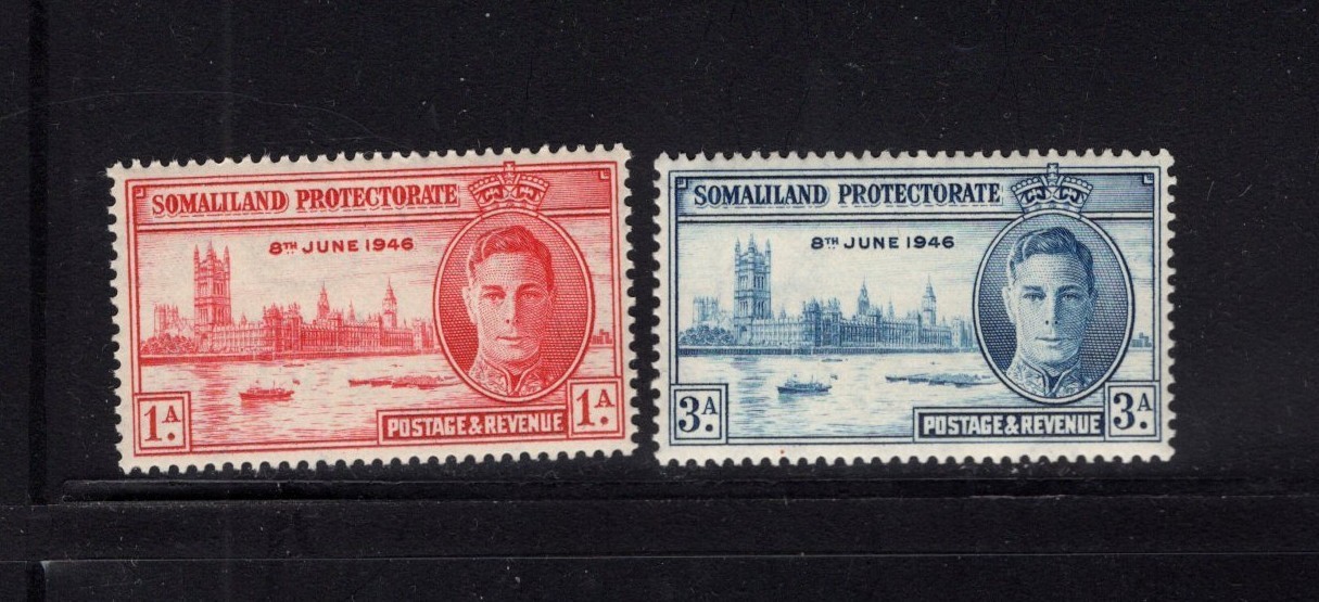 Somaliland Protectorate 1946 World War Two Victory KGVI MNH SG 117-118 Sc 108-9