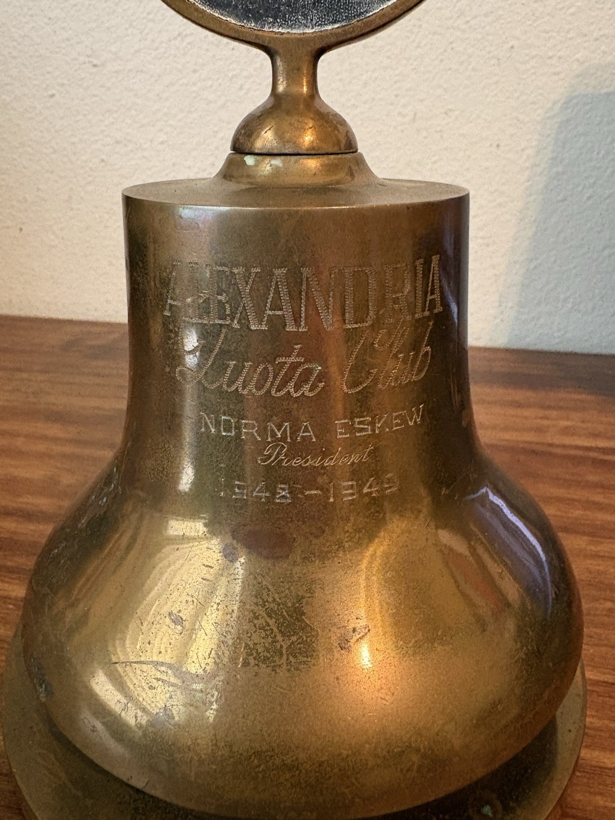 Vintage 1940s Quota Club Call to Meeting Podium Cast Bronze Bell - 9.75"