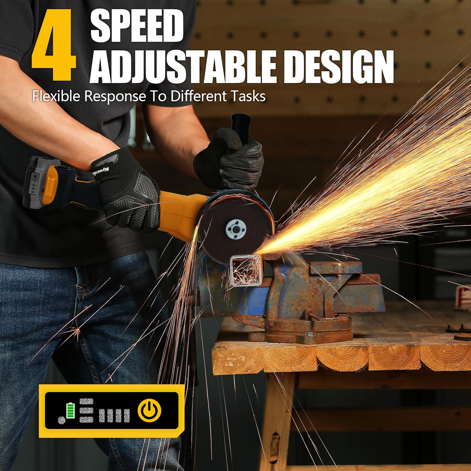 Cordless Angle Grinder For Dewalt 20V Battery 4-1/2" to 5" w/5 cutting blade