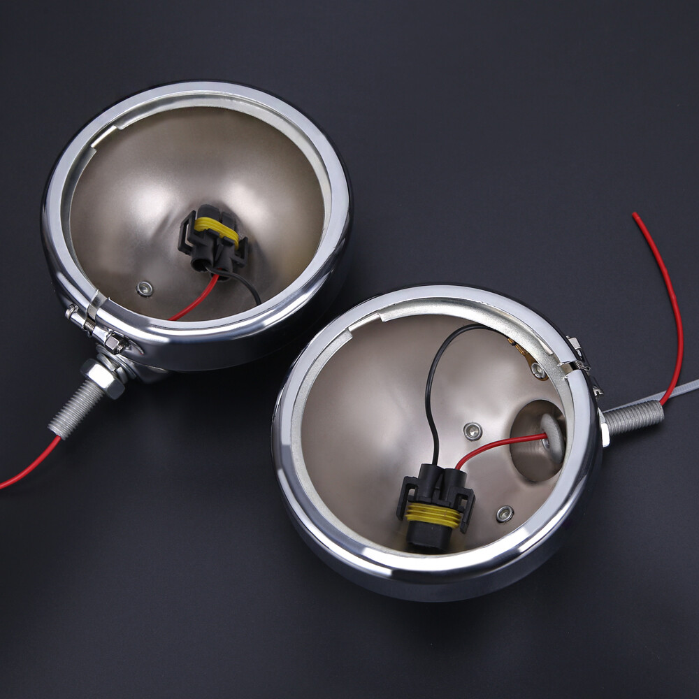 2x Motorcycle 4.5" Inch Fog Light Passing Spot Lights Chrome Housing For Harley