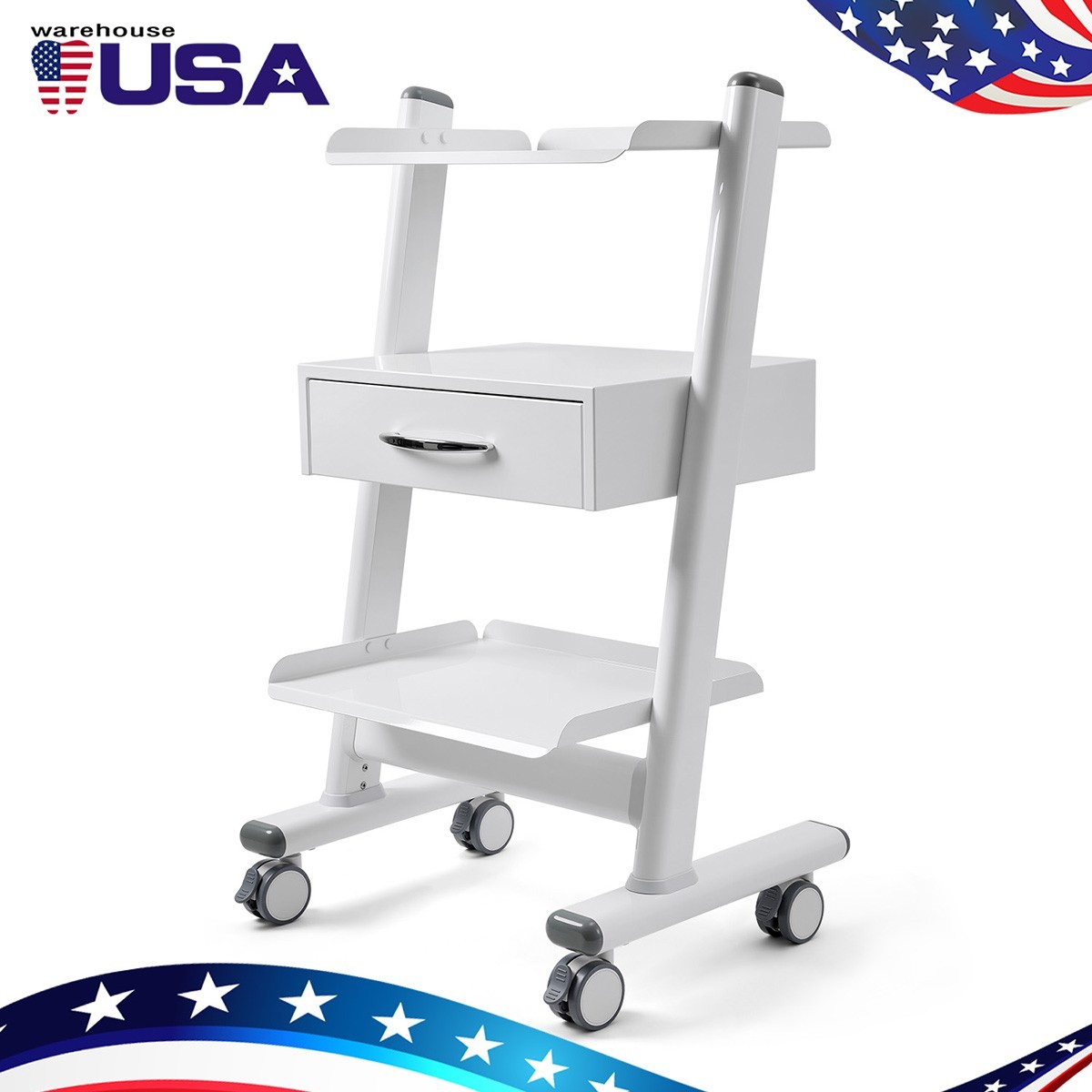 3 Layer Dental Trolley Mobile Instrument Cart Medical Tool Cart with Socket