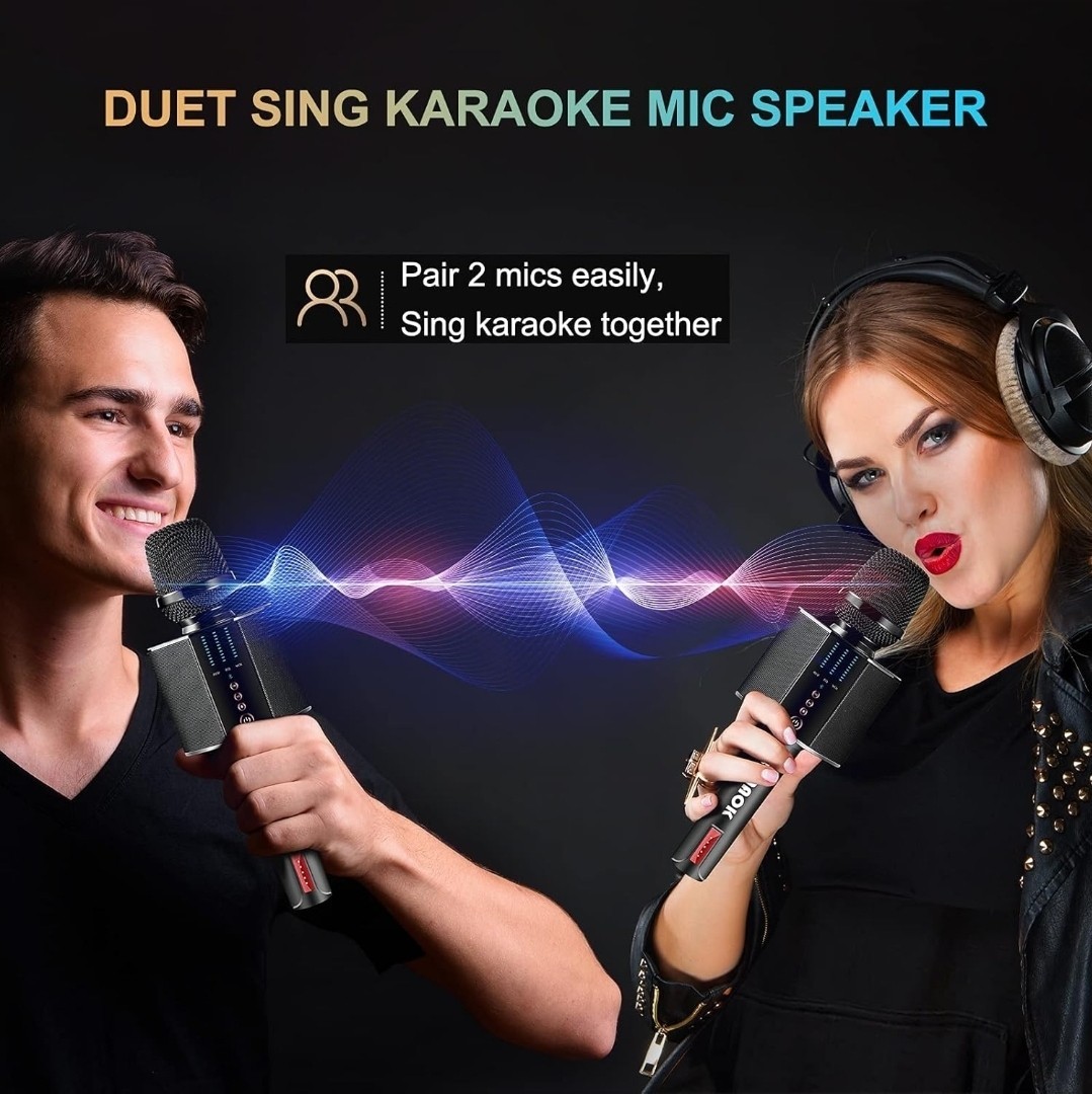 BONAOK Karaoke Microphone, Portable Wireless Bluetooth Karaoke Mic System G50