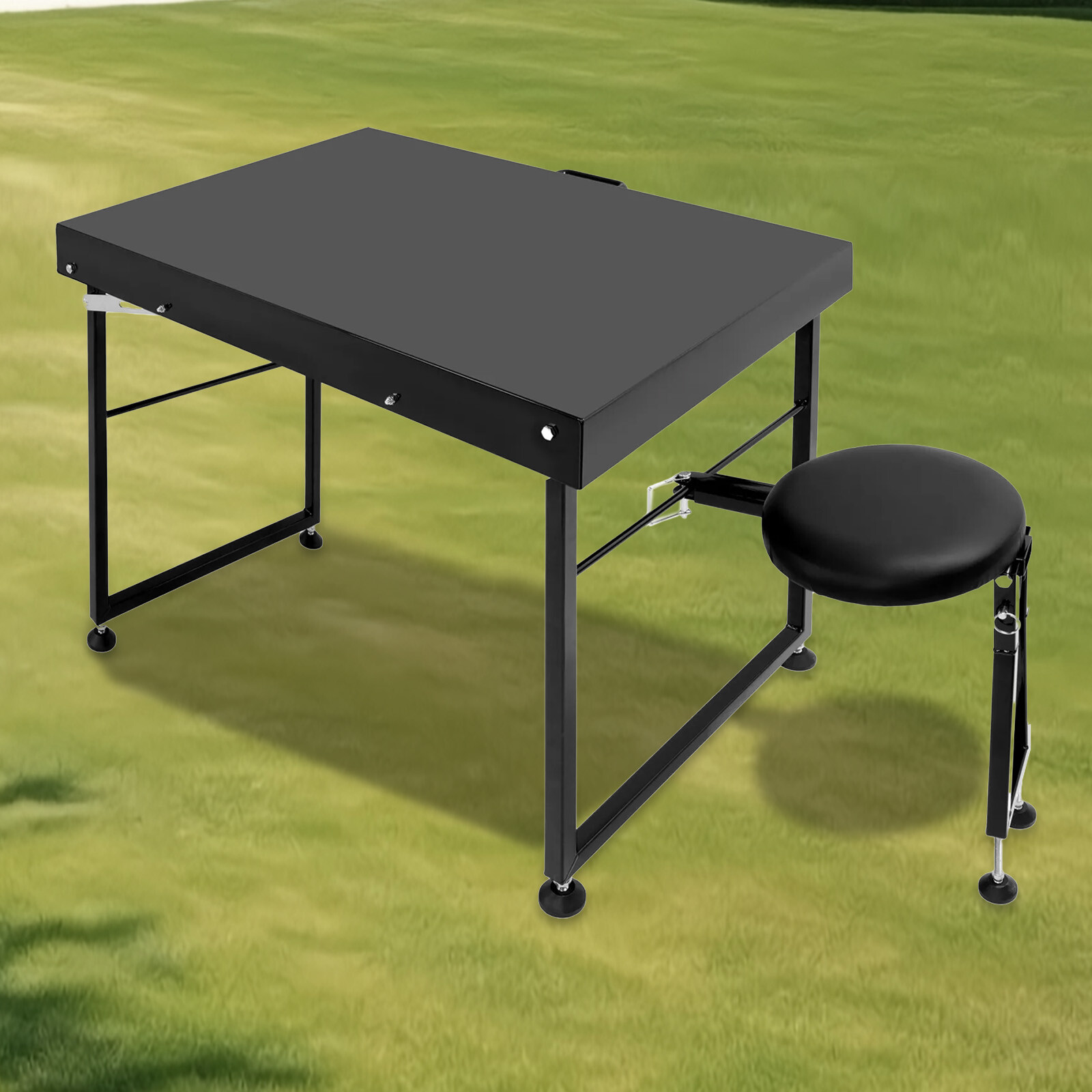 Outdoor Long Range Adjustable Shooting Table Portable Heavy Duty w/ Padded Seat