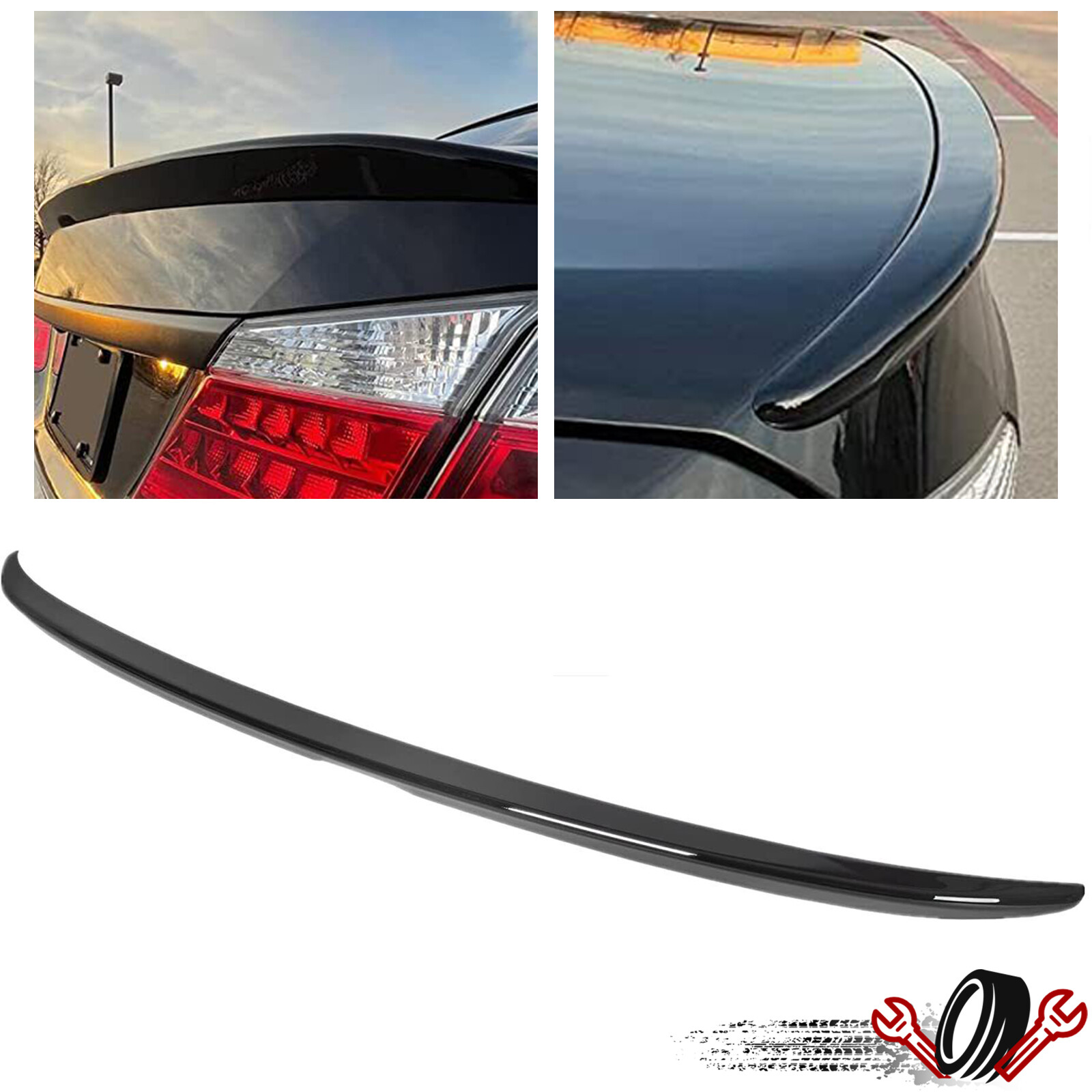 For 2013-2017 Honda Accord 4DR Sedan Painted Glossy Black Trunk Lid Spoiler Wing