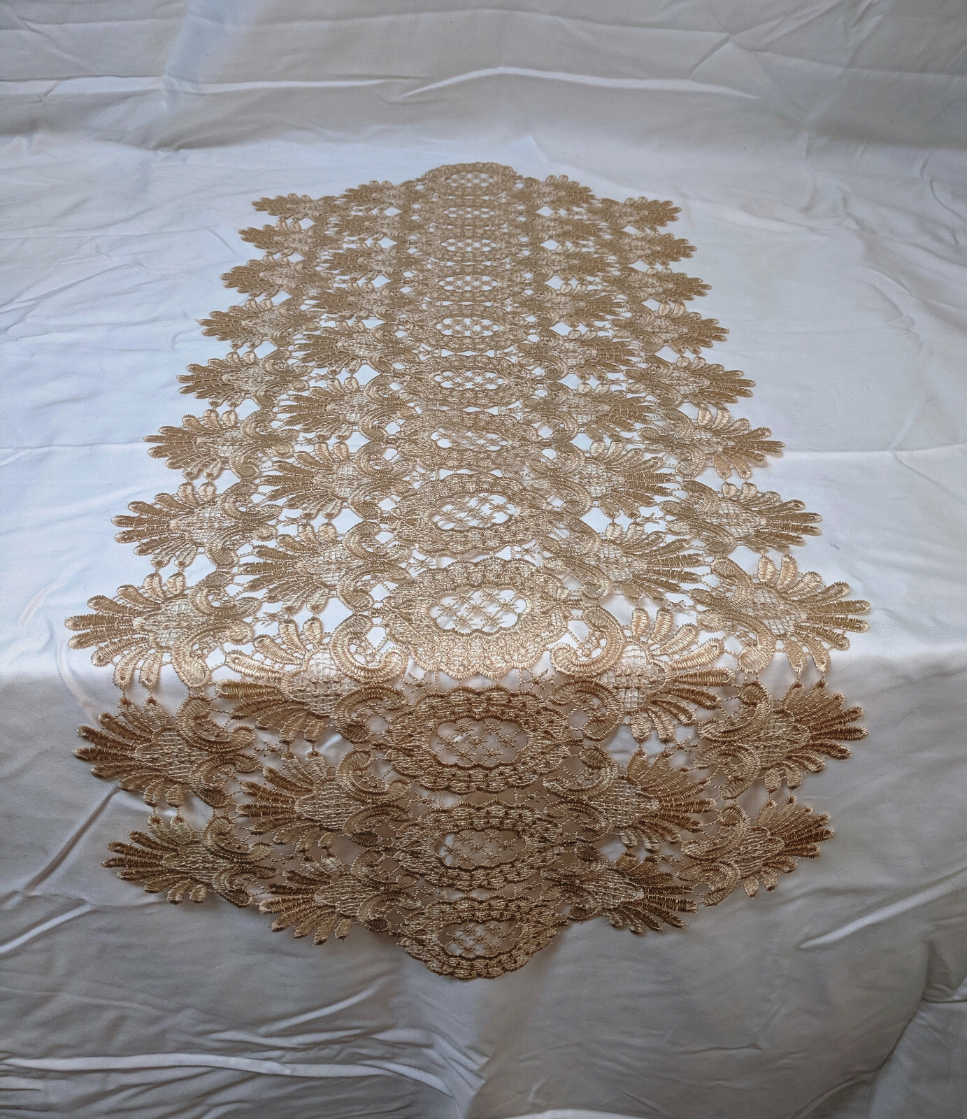 Doily Boutique Table Runner or Doily with Gold Victorian Lace Handmade