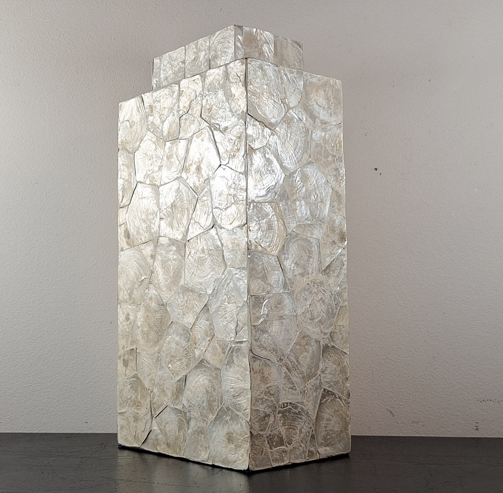 LARGE Natural Capiz Shell Asian Lidded Vase (Mother of Pearl) -20" FREE SHIPPING