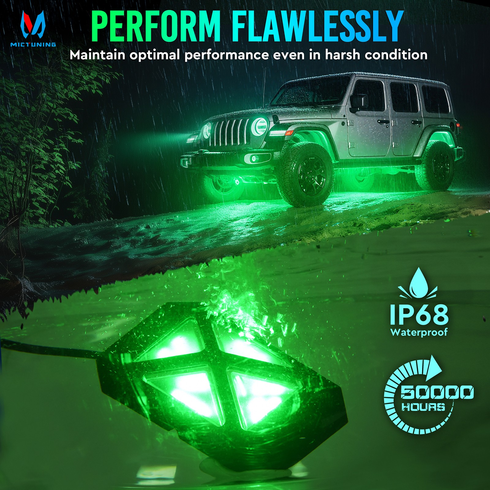 C4 16 Pods RGBW LED Rock Lights - 360º Bright Underglow Neon Accent Lighting Kit