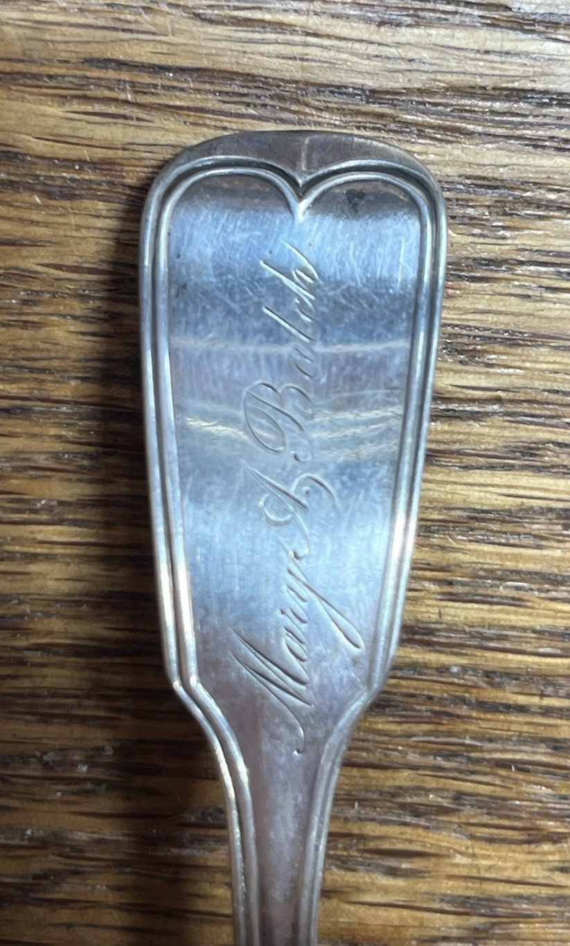 American Coin Silver Fiddle Thread Mustard Ladle Ball Tompkins Black NYC Mono