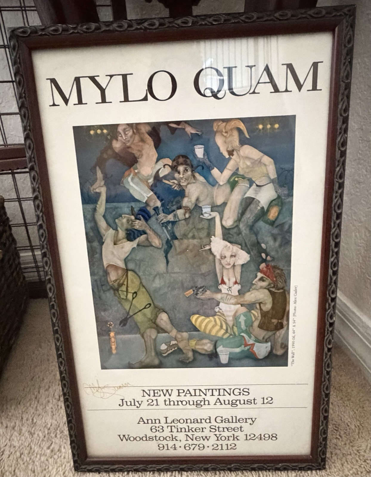 MYLO QUAM ORIGINAL AUTHENTIC AUTOGRAPHED PRINT 1990 WOODSTOCK NY EXHIBITION