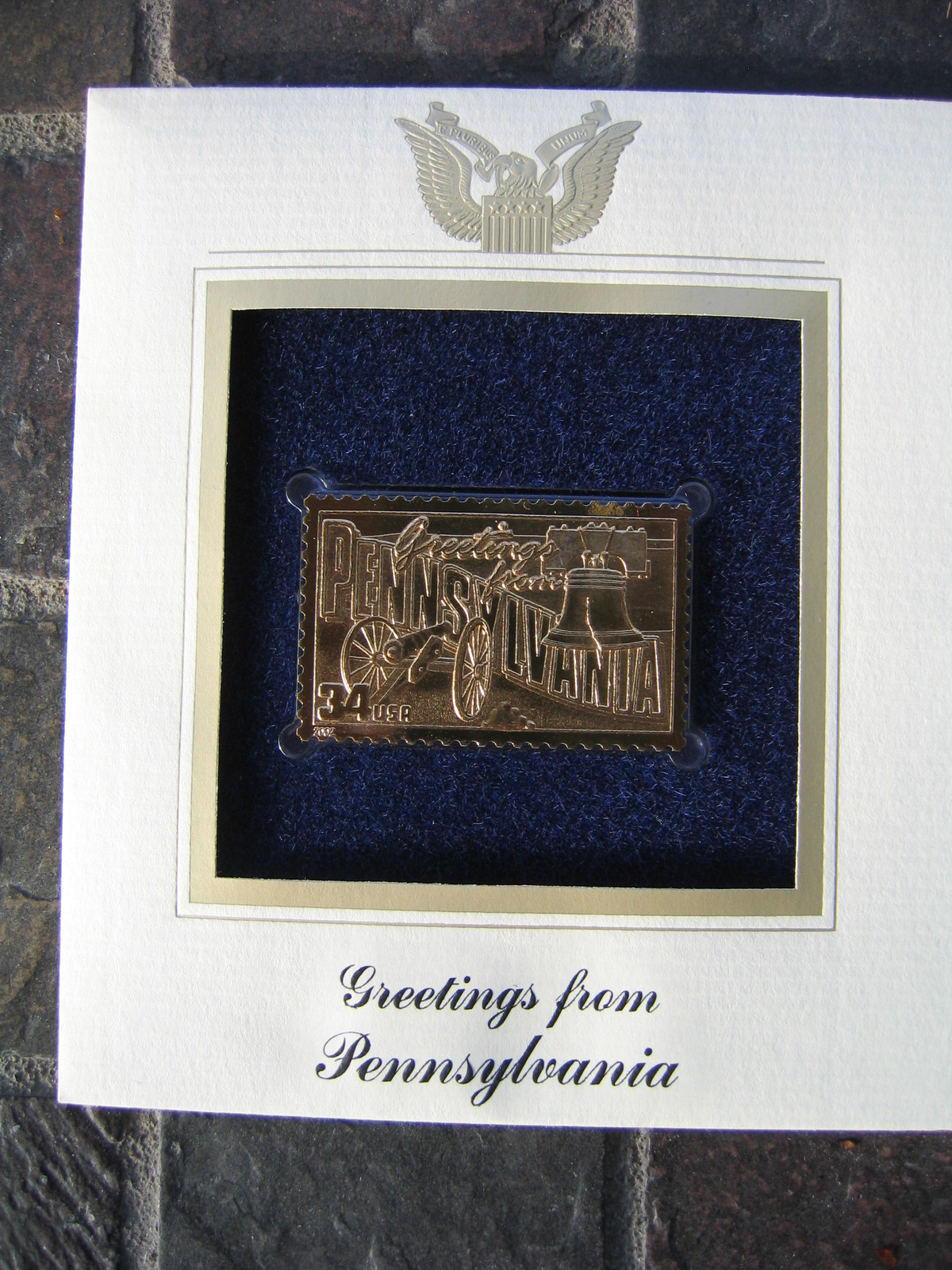 2002 PENNSYLVANIA Greetings From America replica Cover Gold Stamp Golden