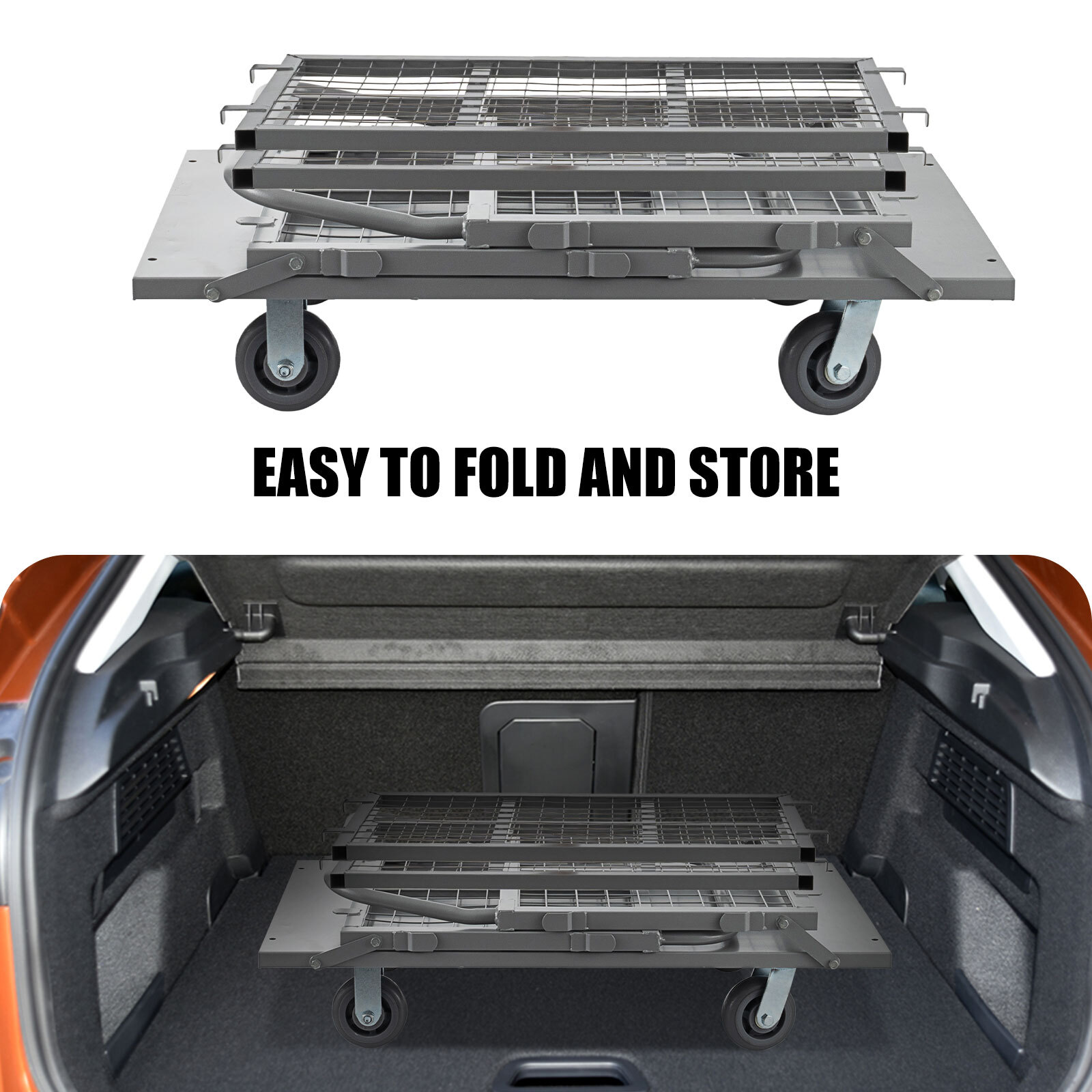 Platform Truck Cart w/ Cage 2000LBS Capacity Folding Hand Truck Dolly