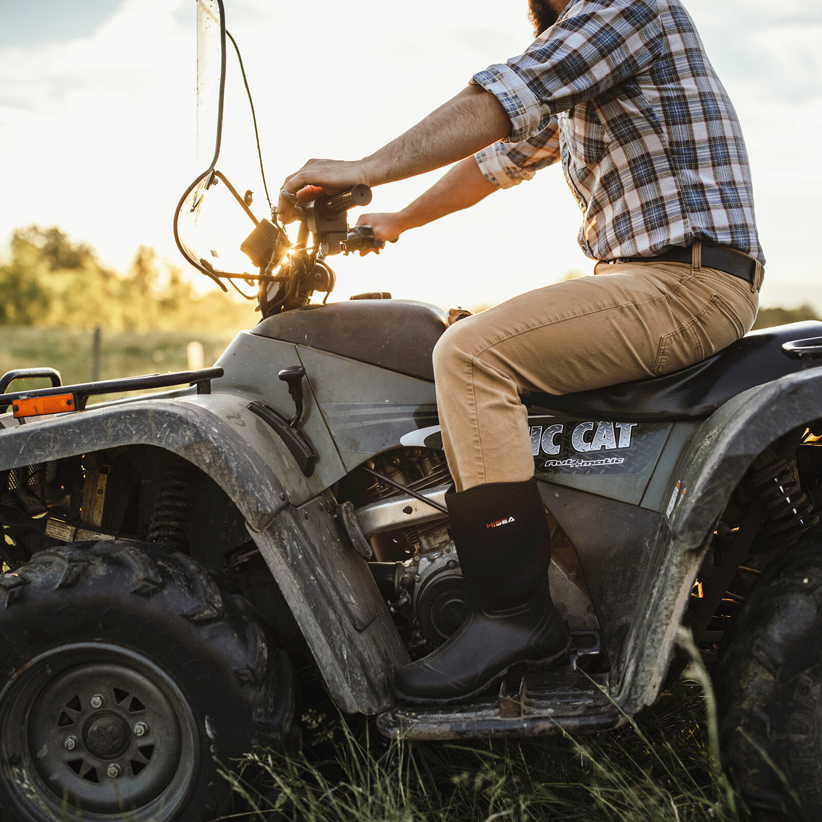 HISEA Men Mid-Calf Rain Boots Waterproof Insulated Snow Hunting Garden Mud Boots