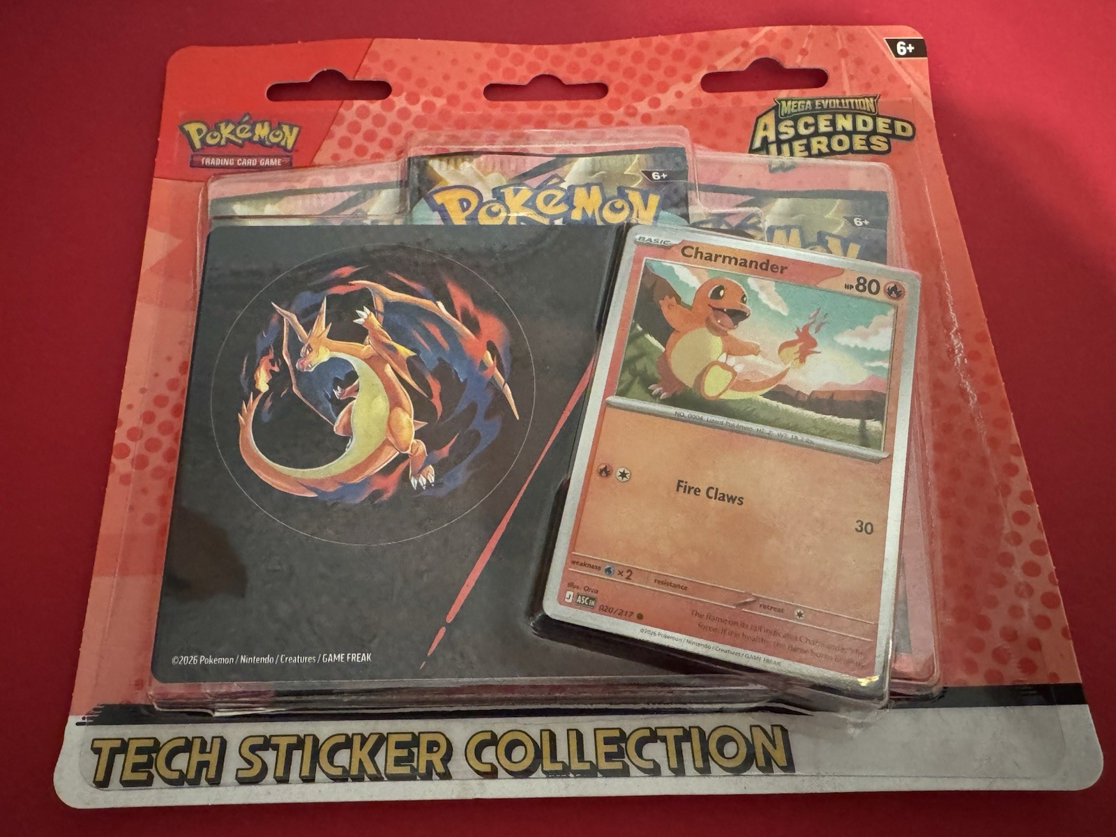 Pokemon Mega Evolution ASCENDED HEROES Tech Sticker Collection Charmander 3-pack