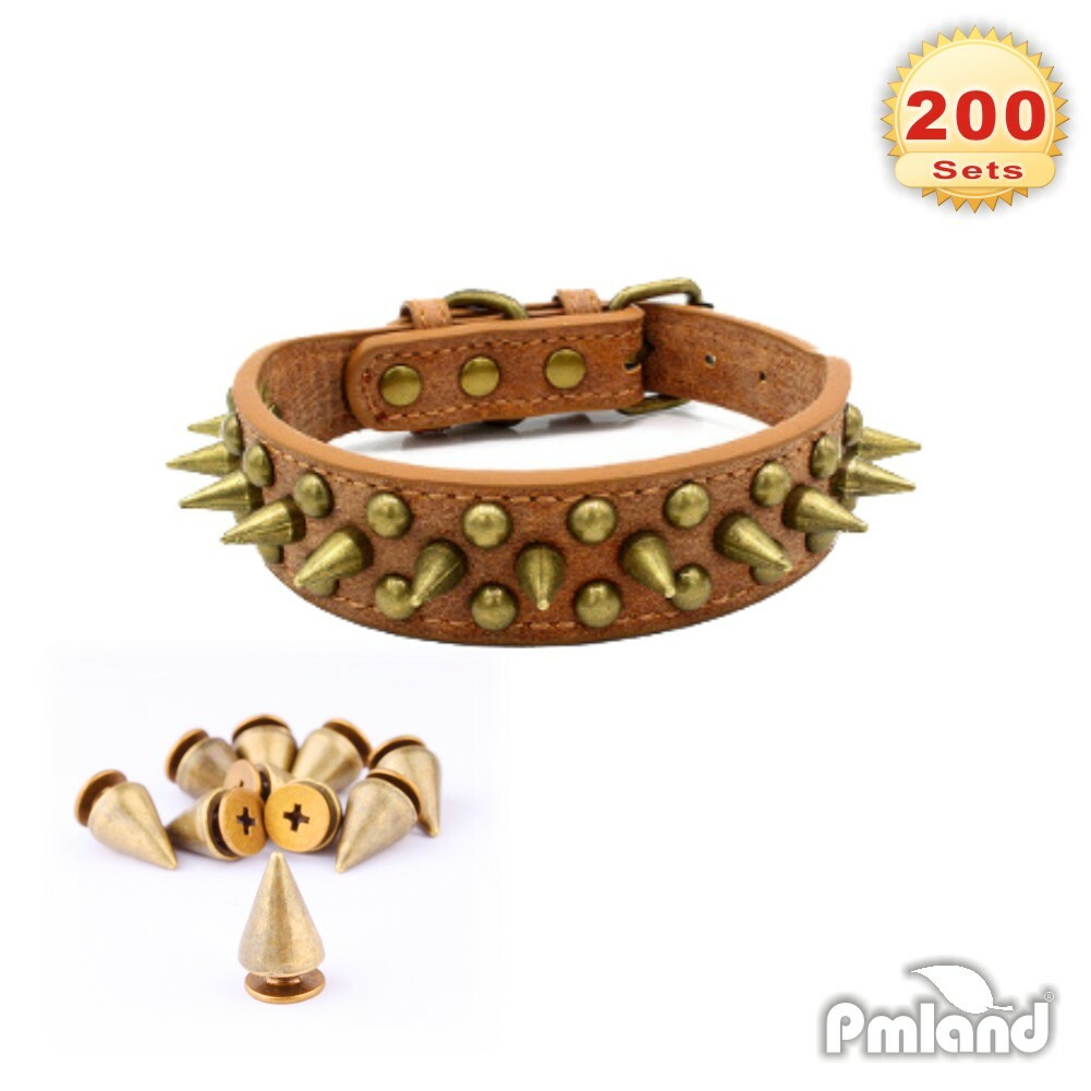 200 Sets/Pairs 9.5mm Bronze Cone Spikes Screwback Studs DIY Craft Rivets Punk