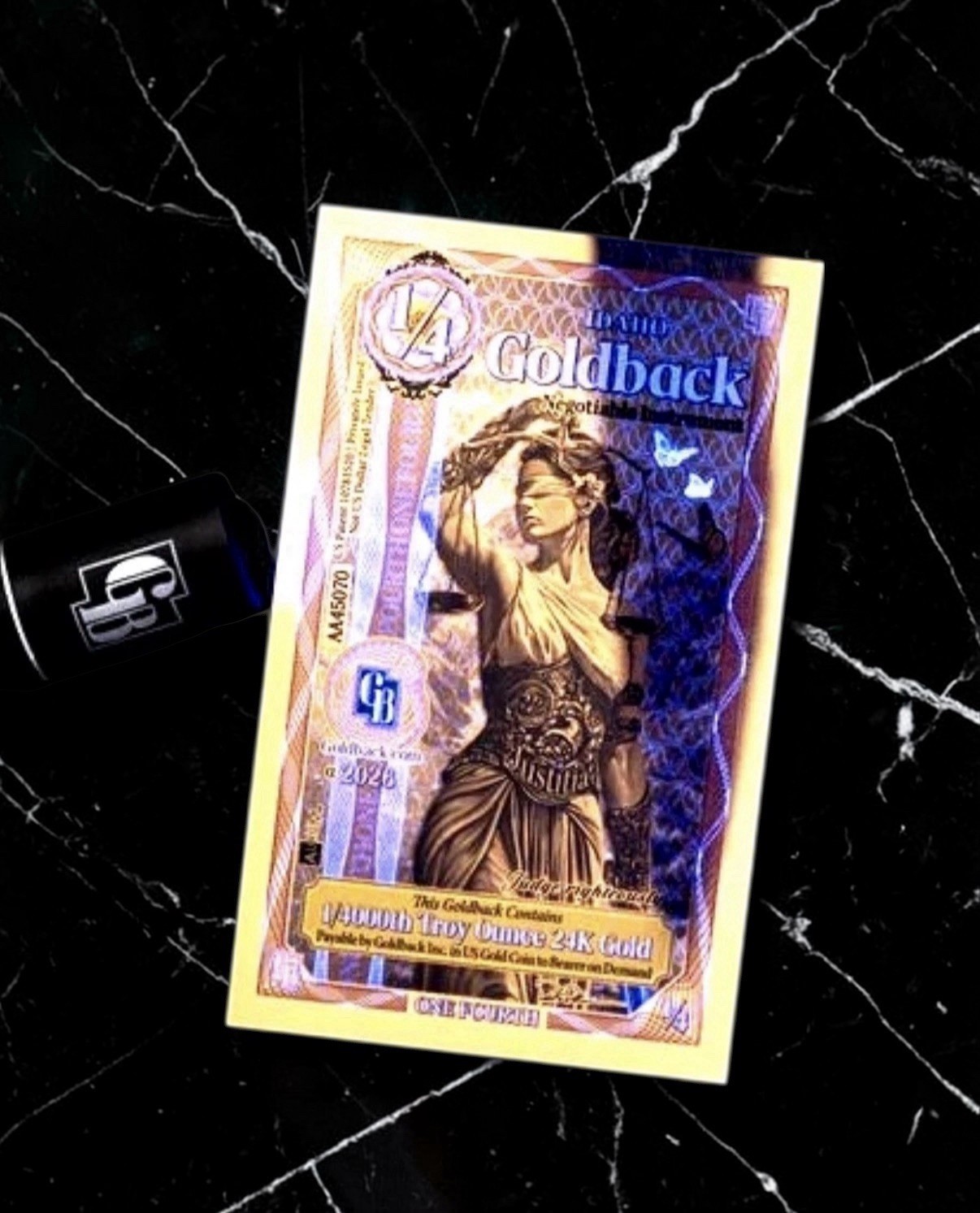 1/4 IDAHO ALPHA GOLDBACK AURUM 24K GOLD NOTE 1/2000 OZ .999 GOLD BU PRE SALE 🔥