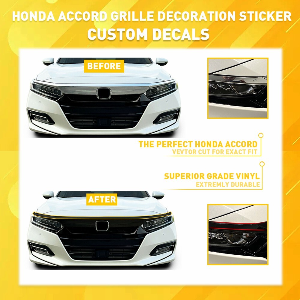Chrome Delete Blackout Overlay for 2018-20 Honda Accord Front Grill Trim