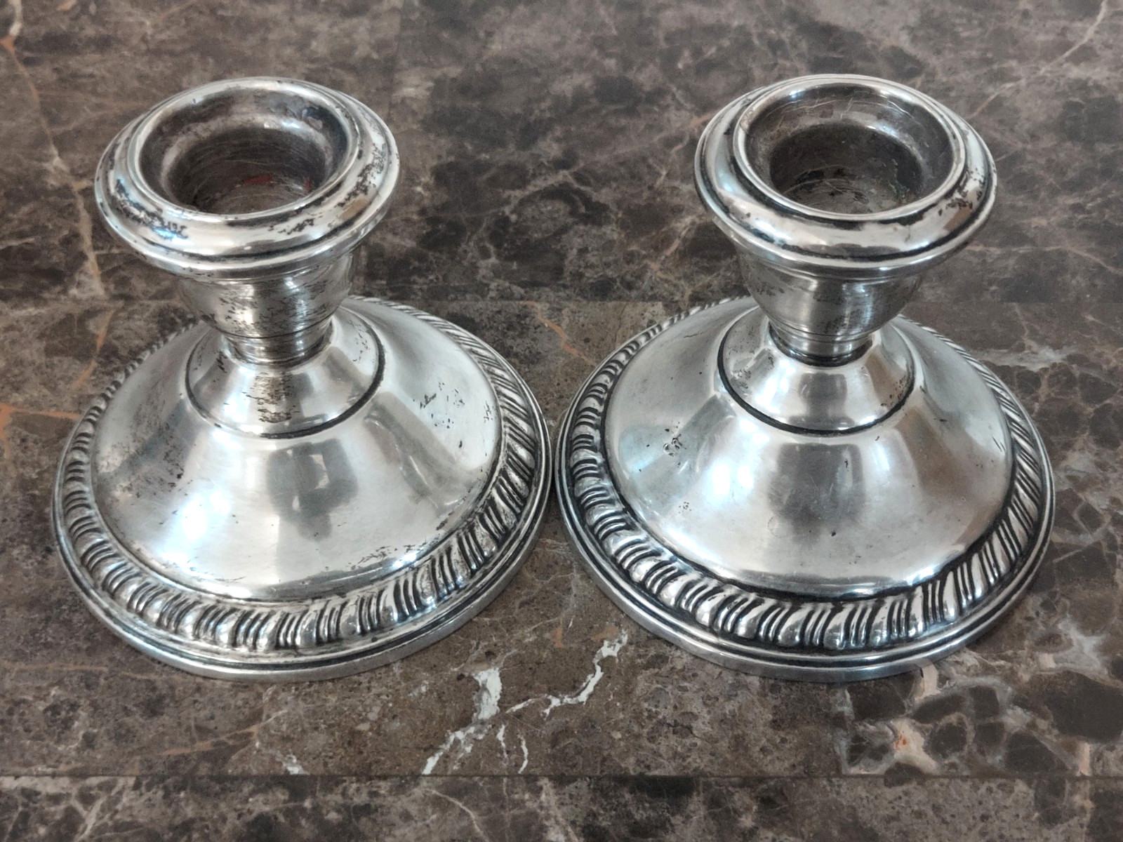 Wallace Sterling Silver Weighted Pair Candleholders