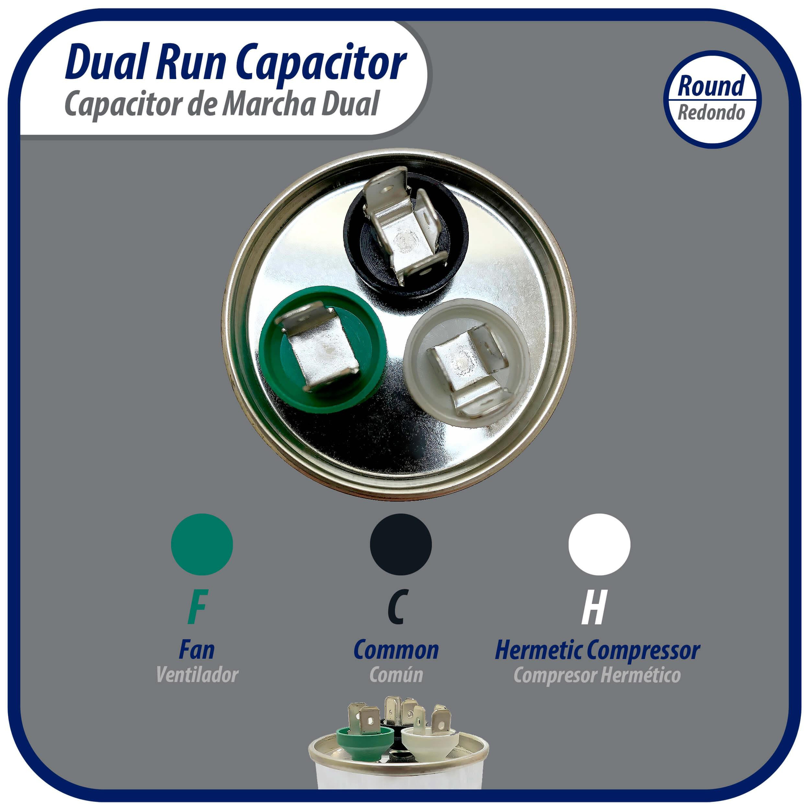 Appli Parts Dual Run Capacitor for ac 80+10 Mfd uF (microfarads) 370VAC or 450VA