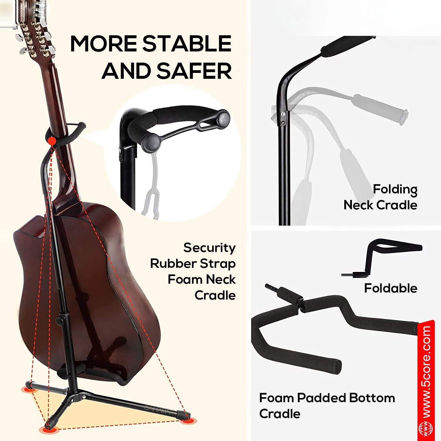 Guitar Stand Floor Adjustable Fold Tripod Acoustic Electric Cello Upright Stand✨
