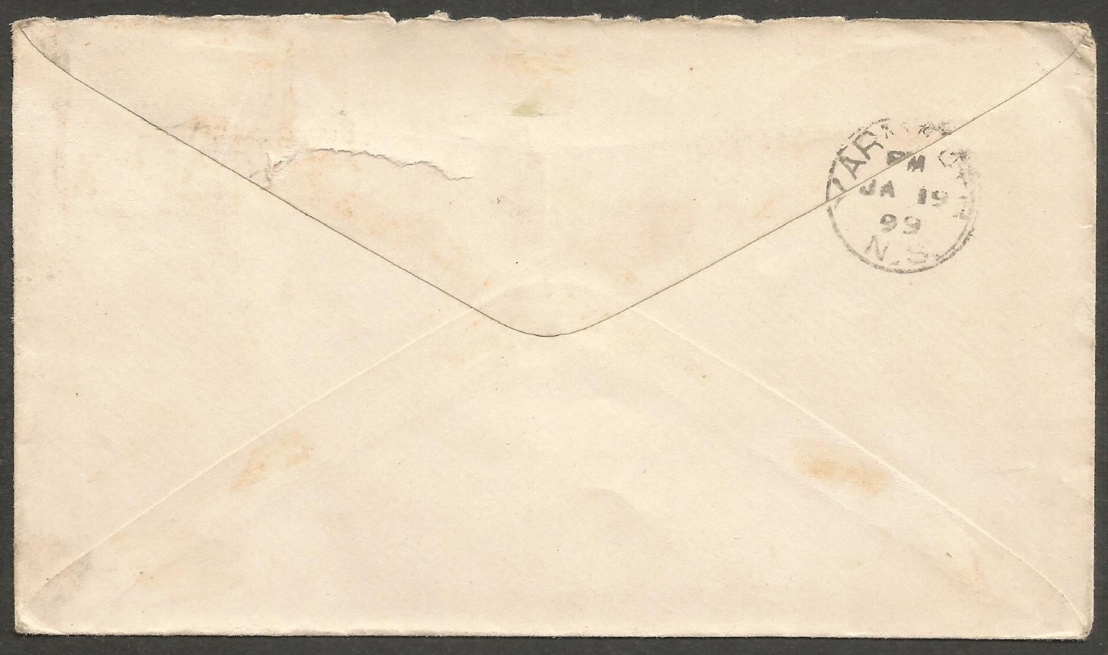 1899 2c Map Stamp Cover Flag "E" Toronto Ont to Yarmouth NS Stock Broker Corner